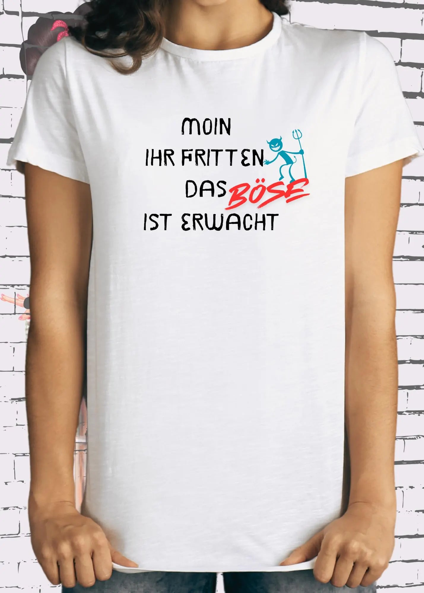 Unisex T-Shirt 'Moin Ihr Fritten das Böse ist erwacht' - Witziger Spruch