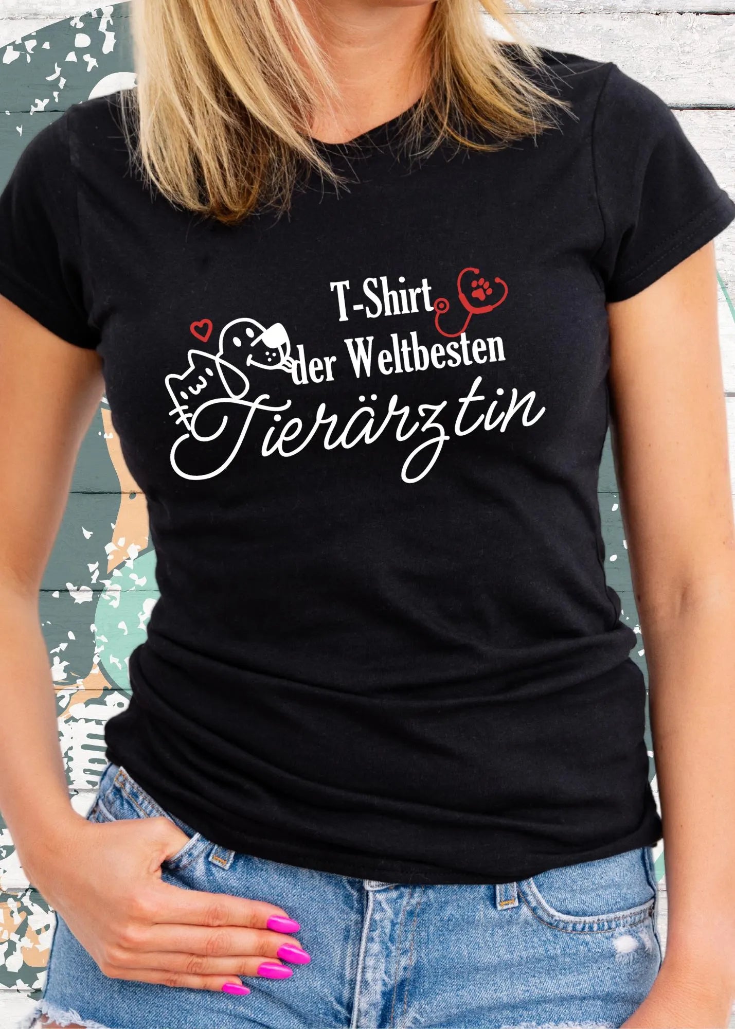 𩺠T-Shirt der Weltbesten TierƤrztin - Damen Geschenkidee mit Spruch š©āāļø