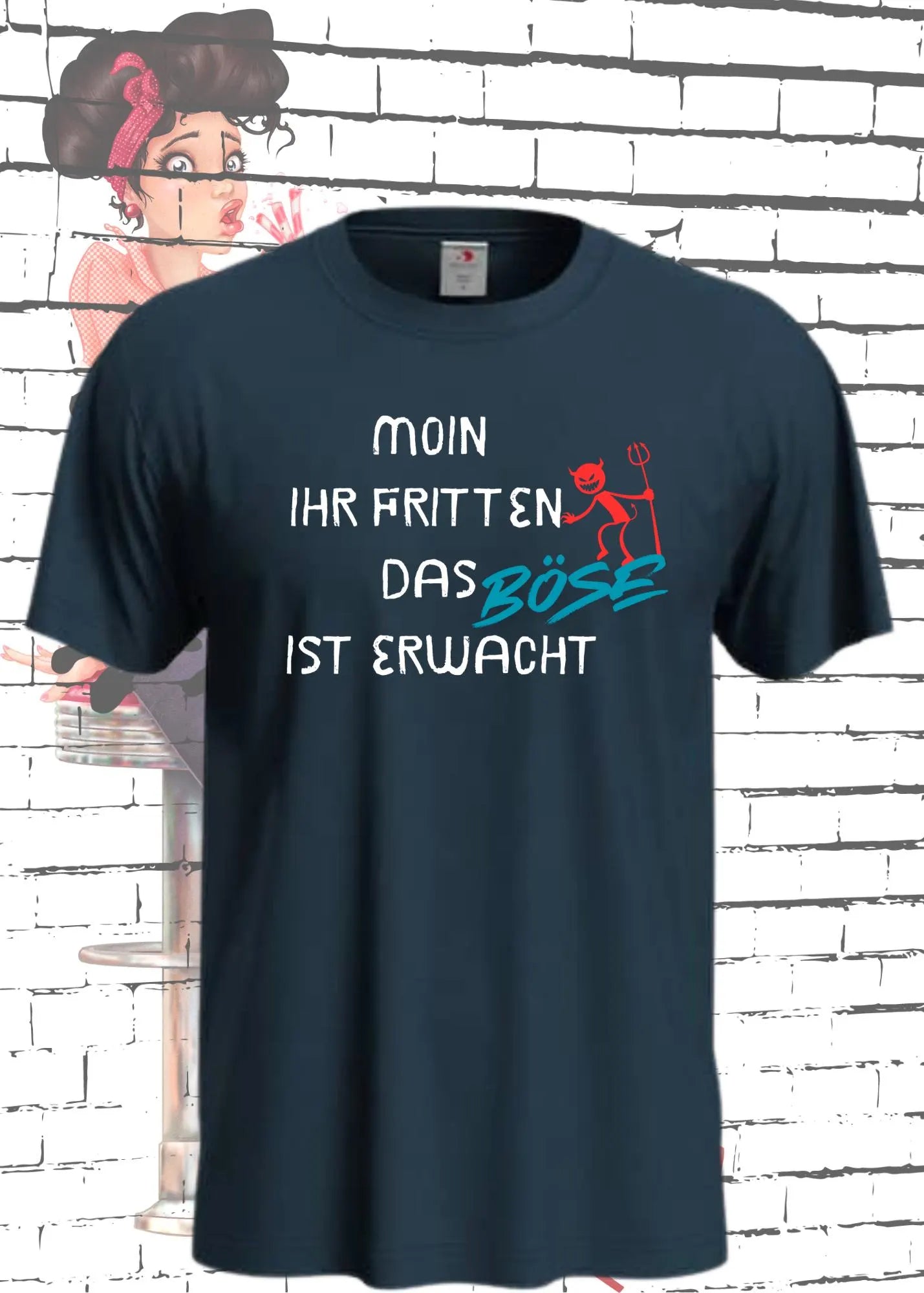 Unisex T-Shirt 'Moin Ihr Fritten das Böse ist erwacht' - Witziger Spruch