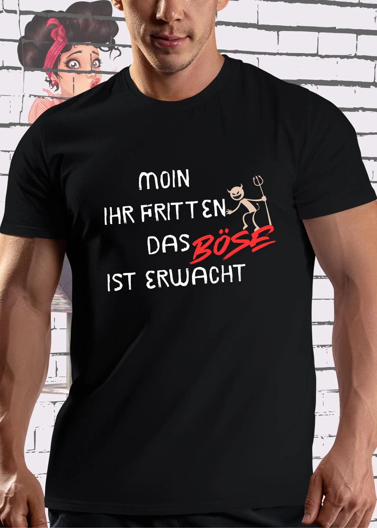 Unisex T-Shirt 'Moin Ihr Fritten das Böse ist erwacht' - Witziger Spruch