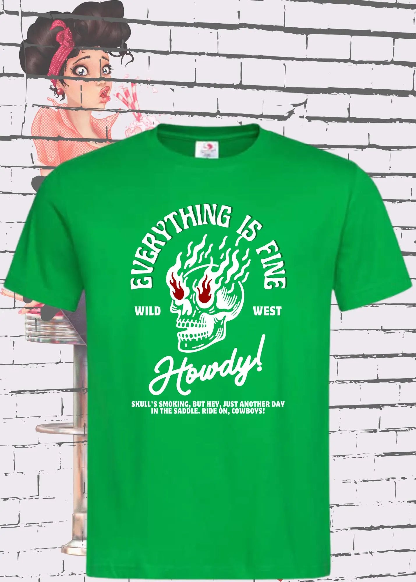 🤠 Everything is Fine Wild West T-Shirt - Howdy Cowboys Geschenk 🎁 Statement Shirt ✨
