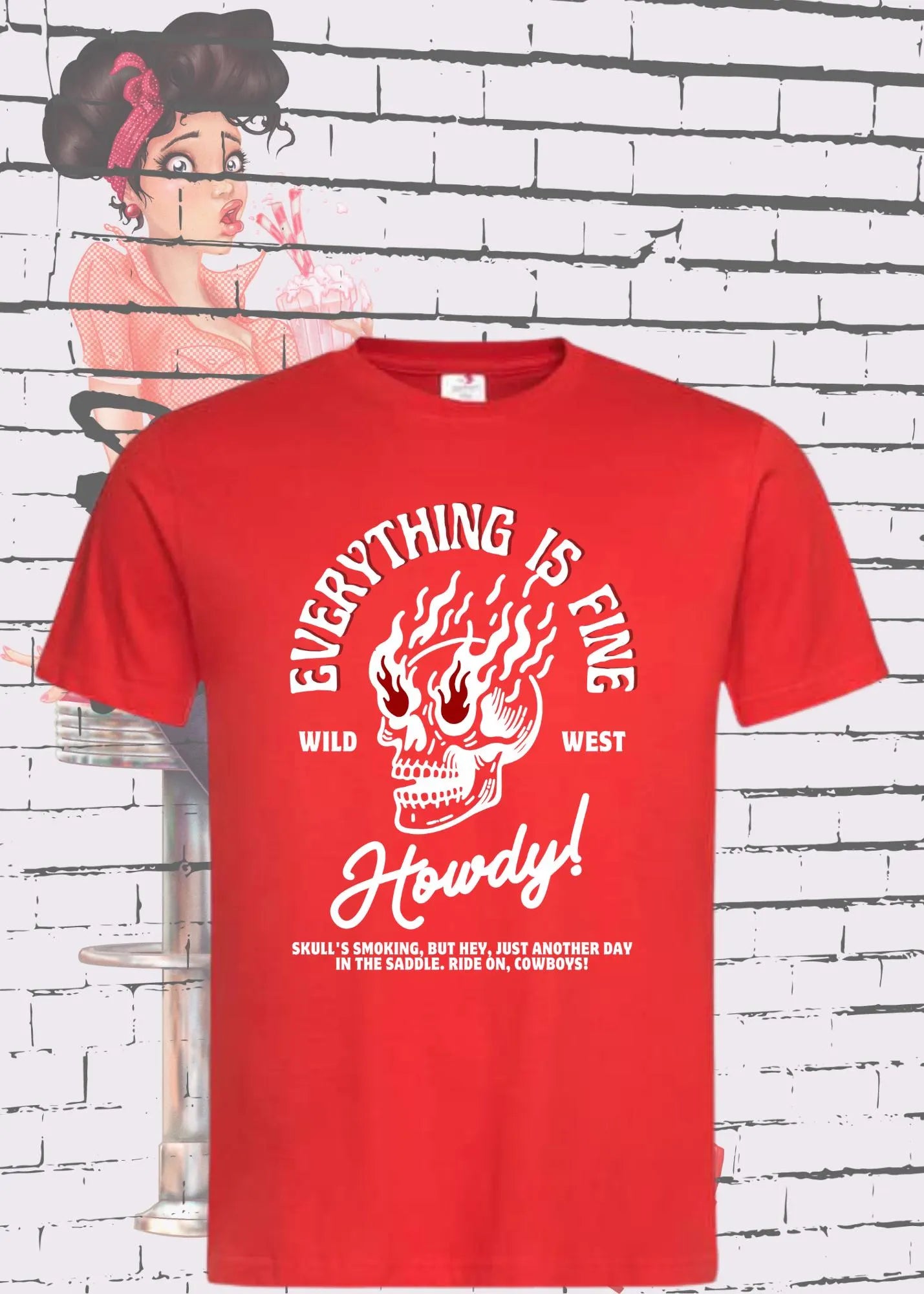 🤠 Everything is Fine Wild West T-Shirt - Howdy Cowboys Geschenk 🎁 Statement Shirt ✨