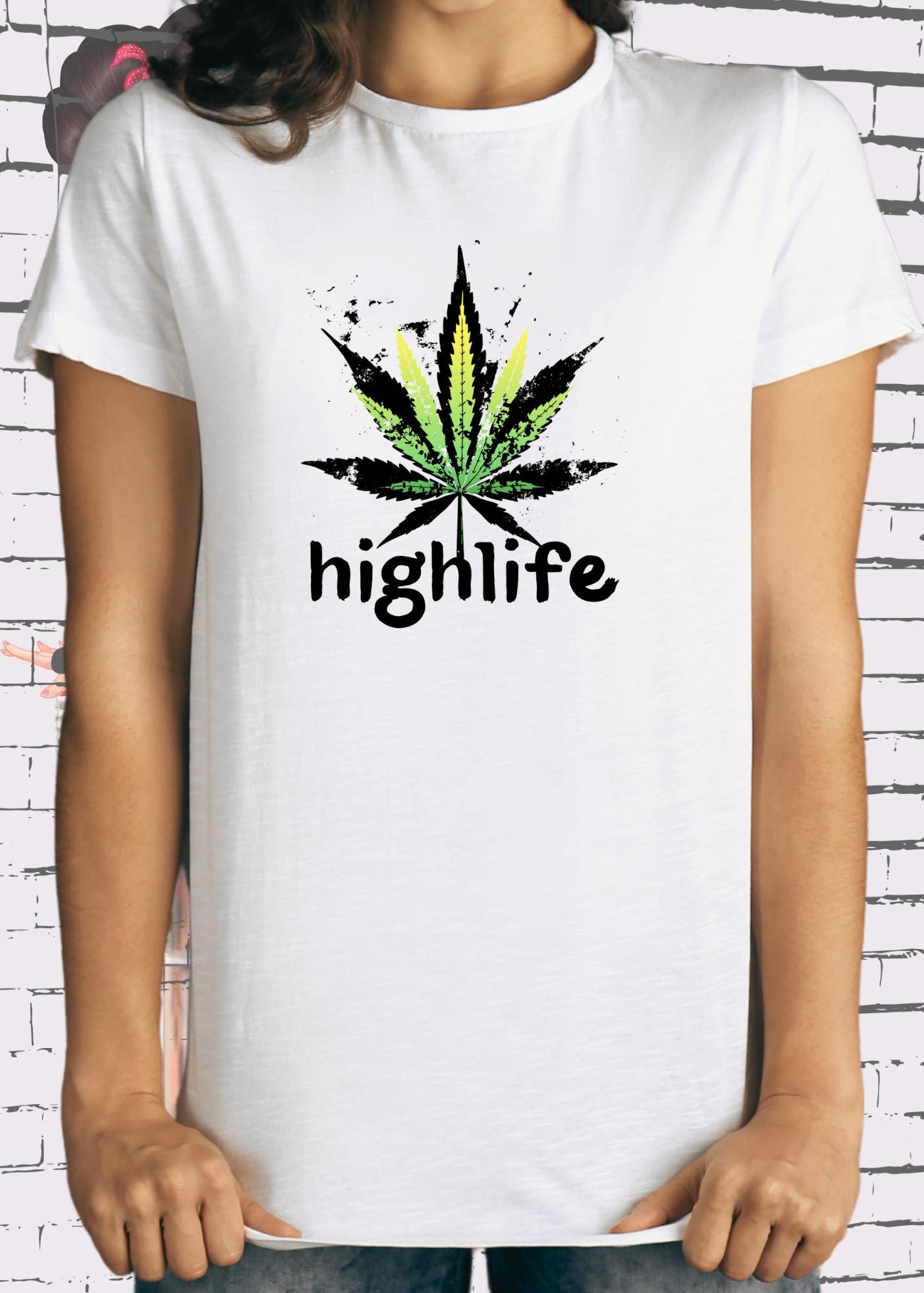 πΏ T-Shirt Highlife High Life π Marihuana Blatt Geschenkidee π Statement Unisex π