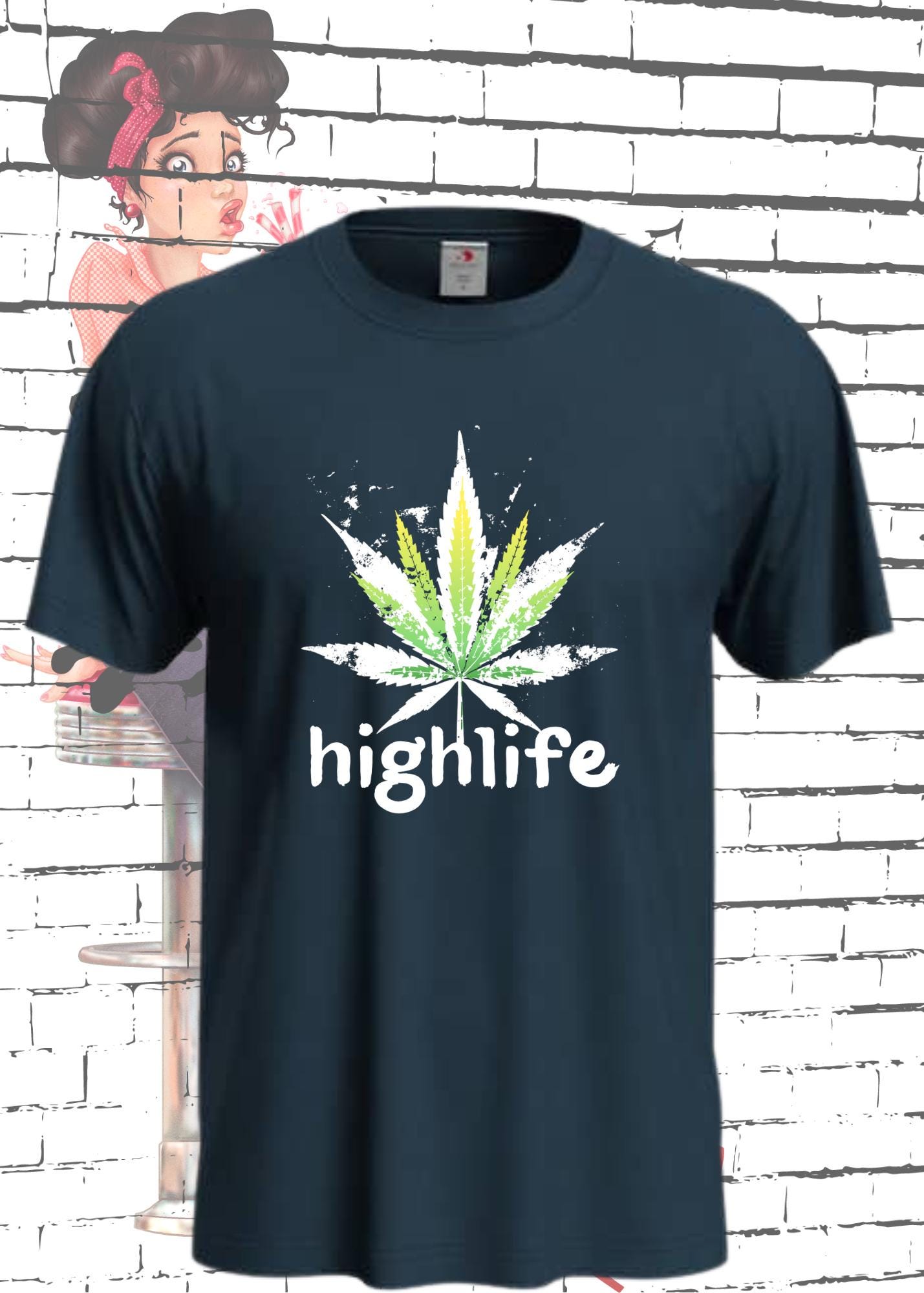 πΏ T-Shirt Highlife High Life π Marihuana Blatt Geschenkidee π Statement Unisex π