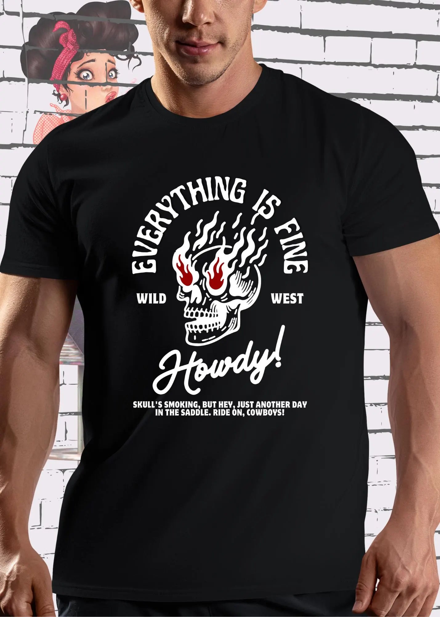 🤠 Everything is Fine Wild West T-Shirt - Howdy Cowboys Geschenk 🎁 Statement Shirt ✨