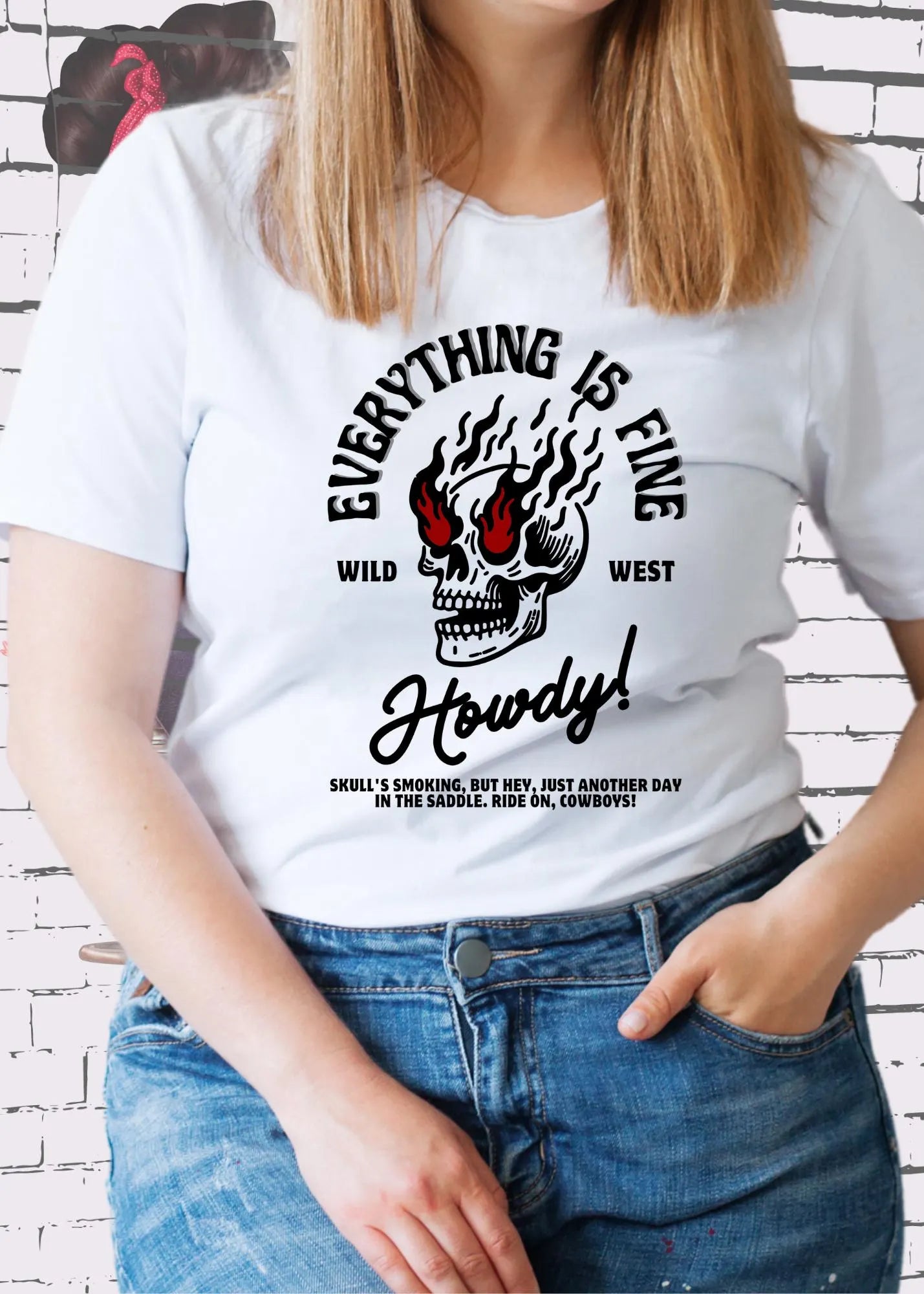 🤠 Everything is Fine Wild West T-Shirt - Howdy Cowboys Geschenk 🎁 Statement Shirt ✨