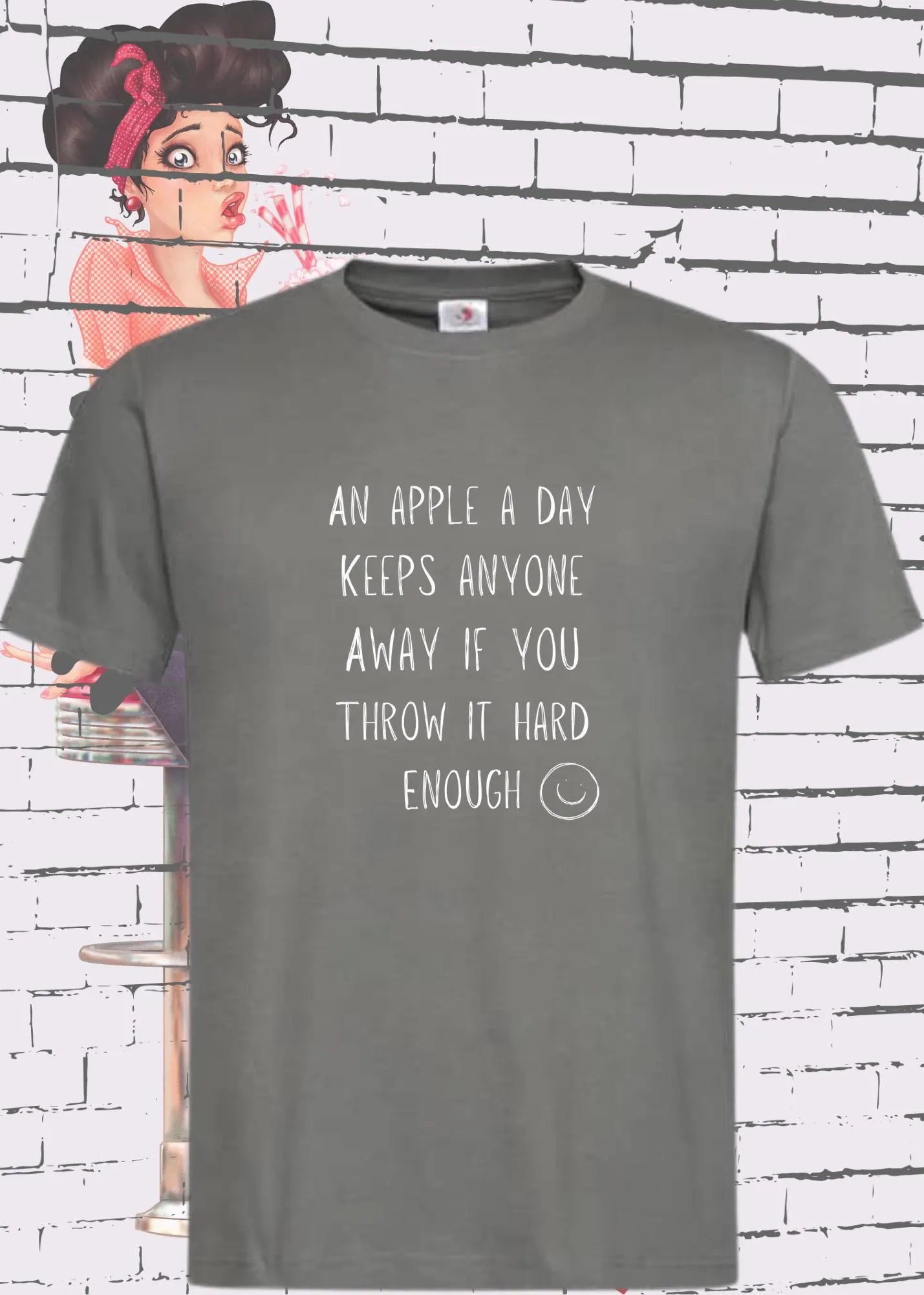 ๐ T-Shirt An Apple a Day Keeps Anyone Away - Lustiger Spruch Geschenkidee Geburtstag Unisex