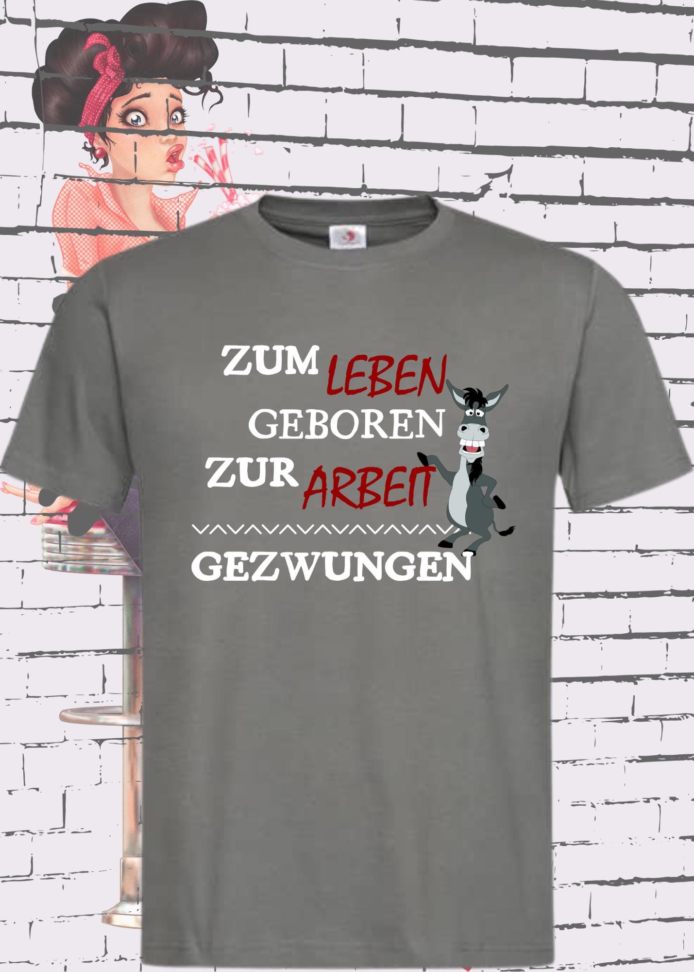 😴 T-Shirt 'Zum Leben geboren zur Arbeit gezwungen' - Witziges Geschenk Unisex