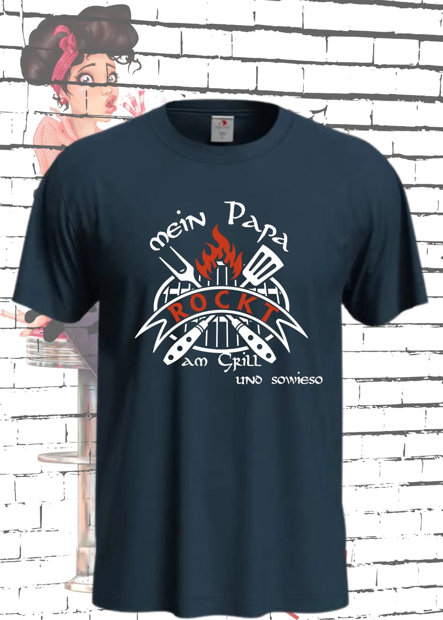 π₯πΈ Herren T-Shirt - Mein Papa rockt den Grill und sowieso! π¨βπ³