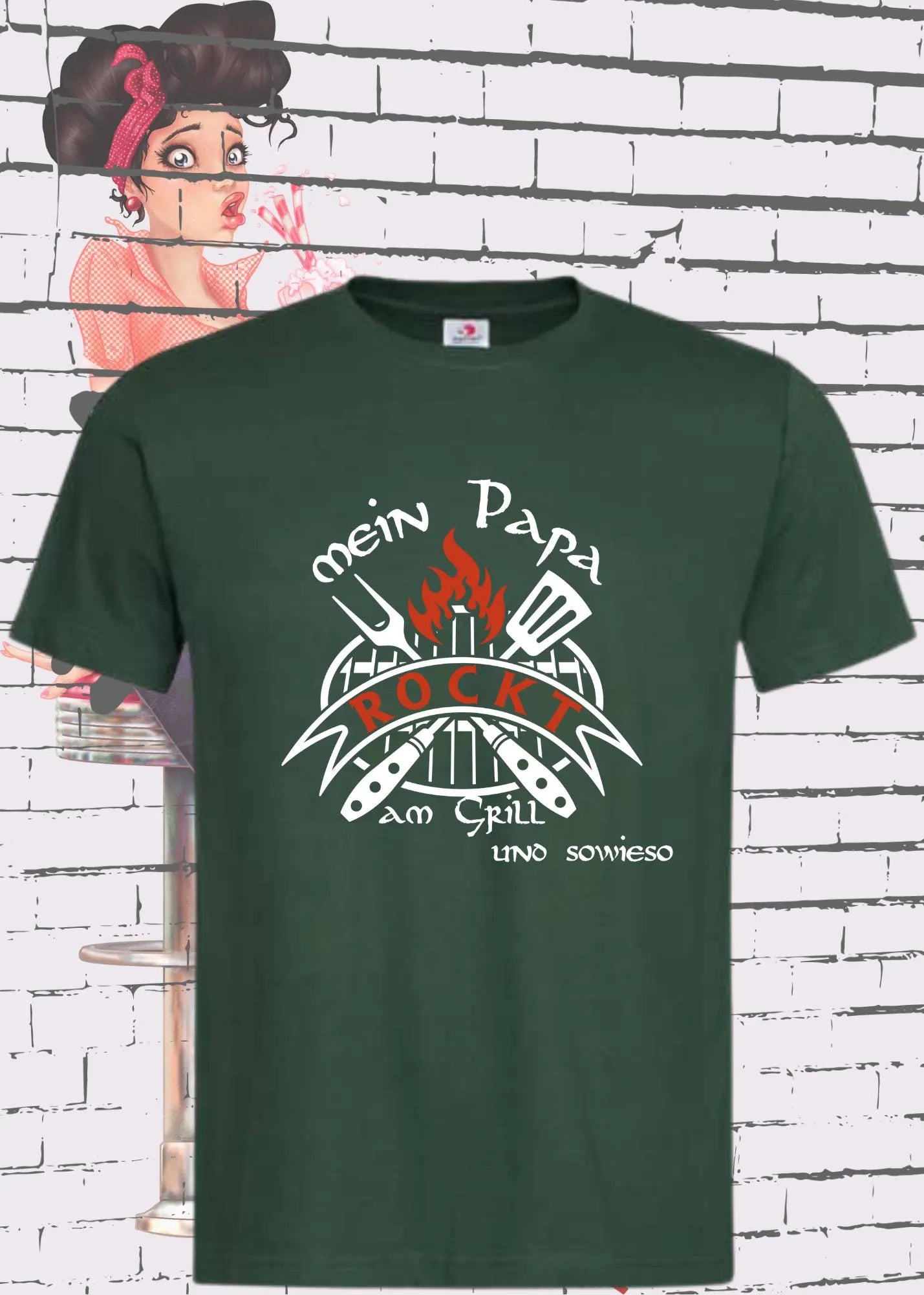 π₯πΈ Herren T-Shirt - Mein Papa rockt den Grill und sowieso! π¨βπ³