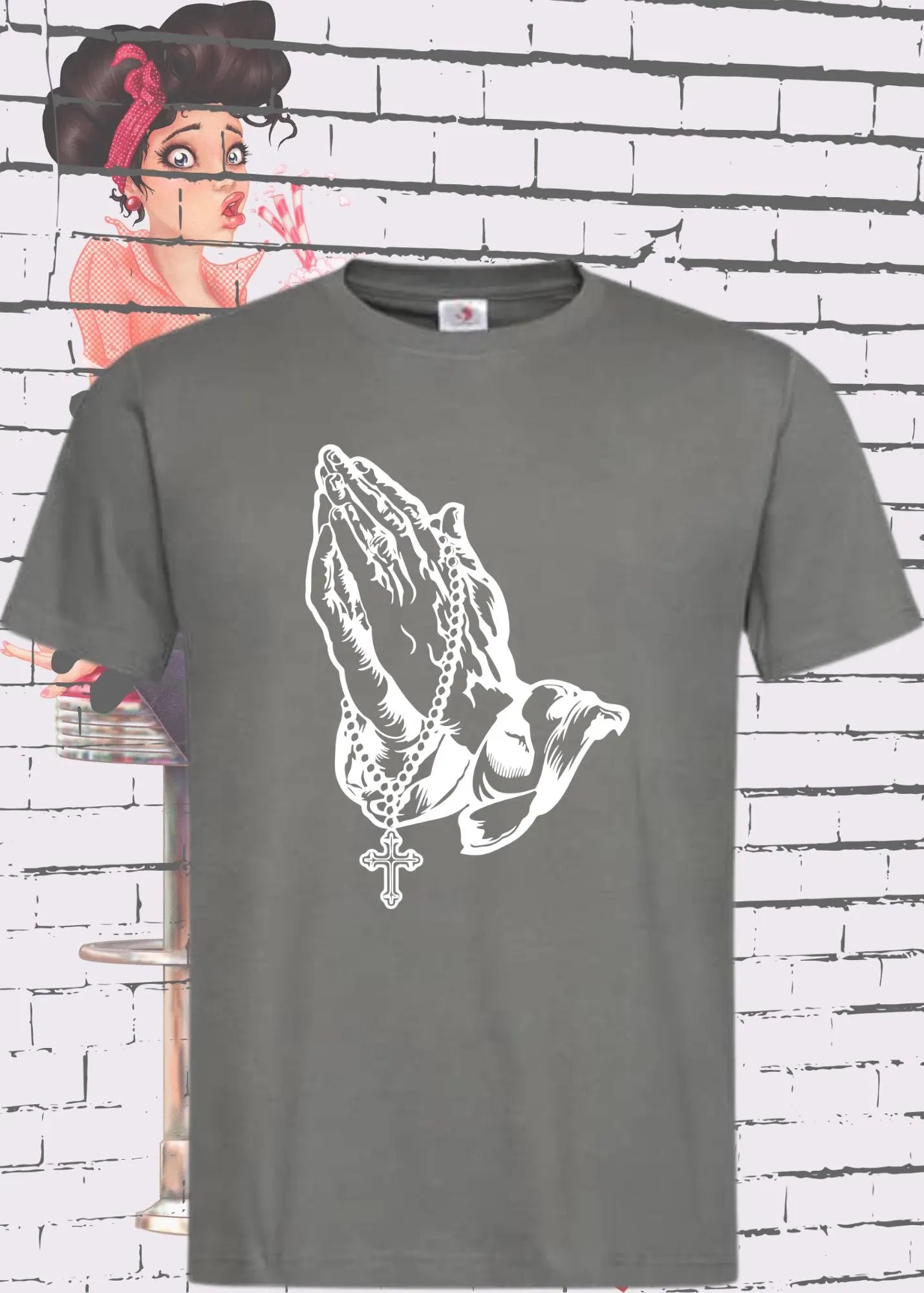 Betende Hände mit Rosenkranz T-Shirt - Religiöses Unisex Design | Glaube & Spiritualität