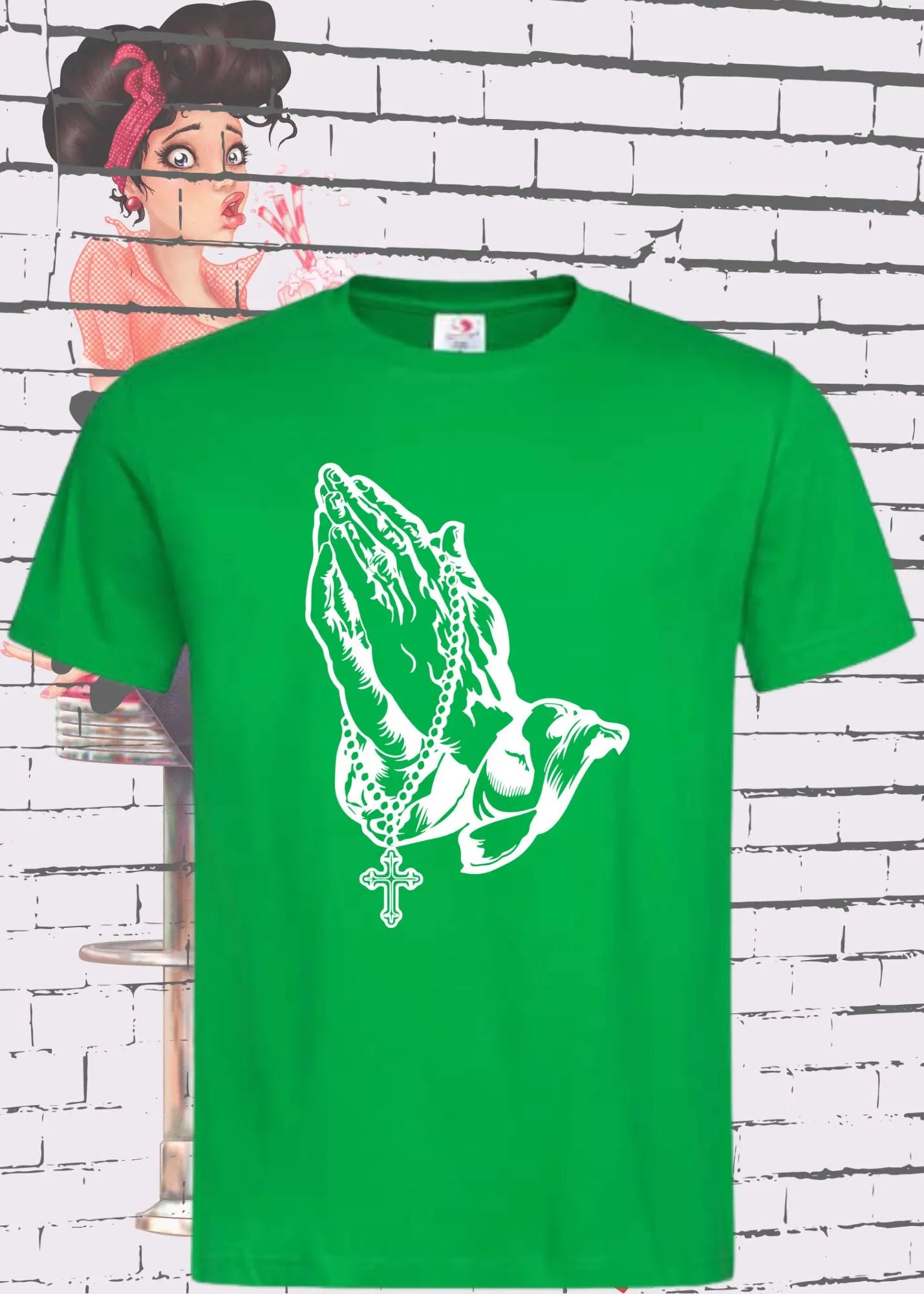 Betende Hände mit Rosenkranz T-Shirt - Religiöses Unisex Design | Glaube & Spiritualität
