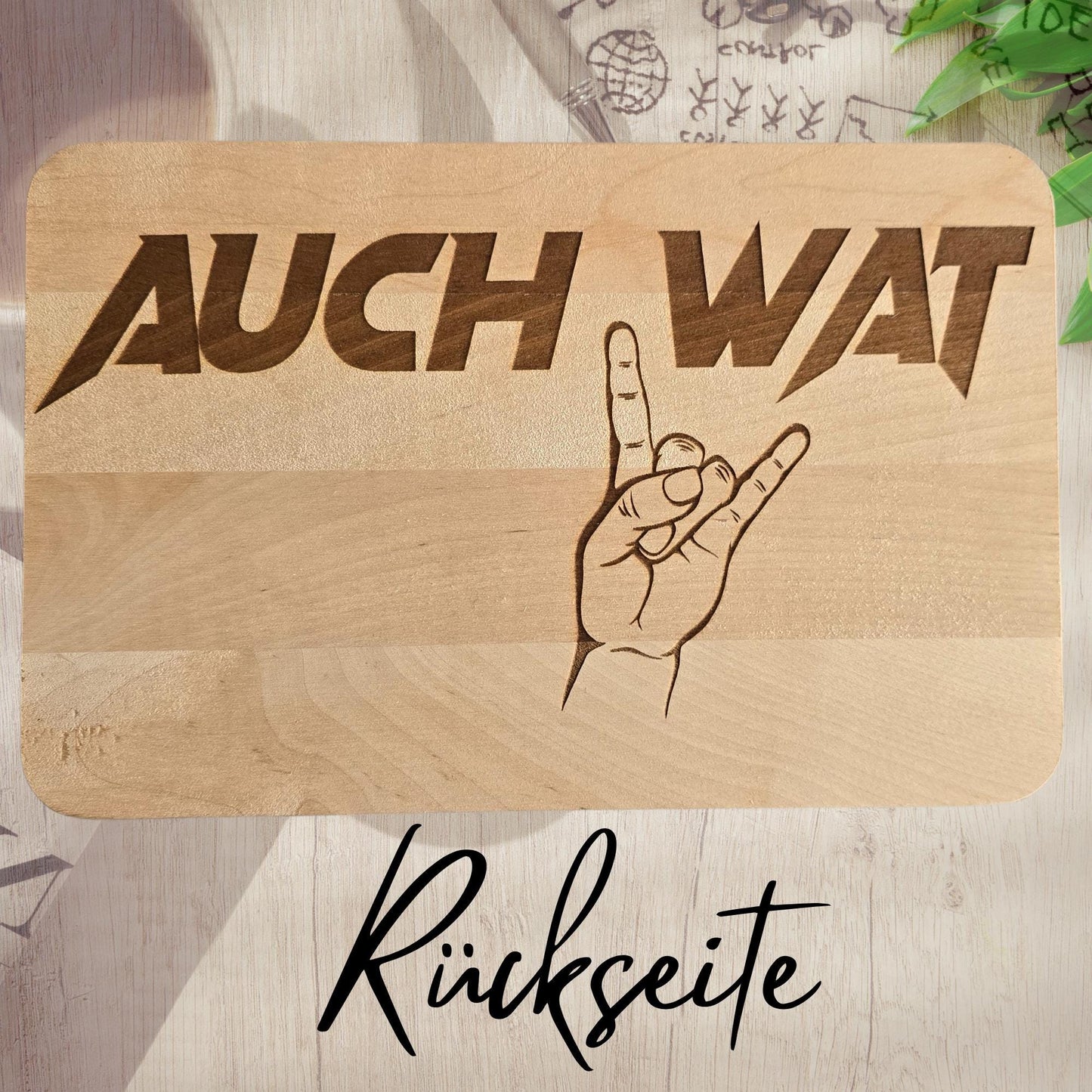🍞 Frühstücksbrettchen 'Hinten steht auch wat' - Lustiges Holzbrettchen 😄