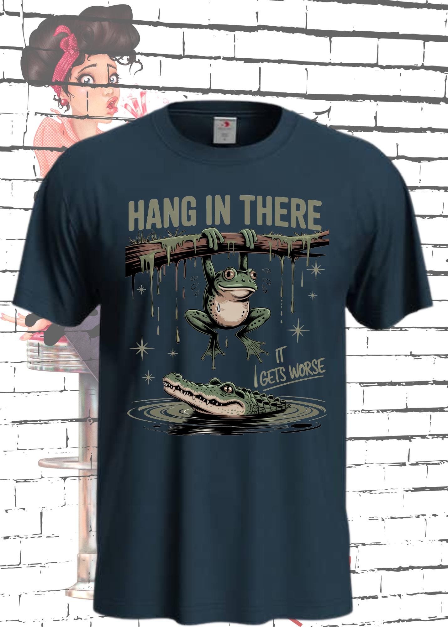 ๐ธ Unisex T-Shirt - Hang in there it gets worse! Frosch & Krokodil ๐