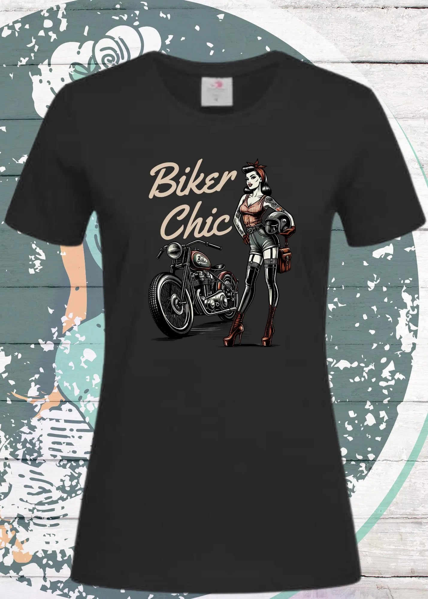 ποΈ Damen T-Shirt Biker Chic - Motorrad Rockabilly Style πβ¨