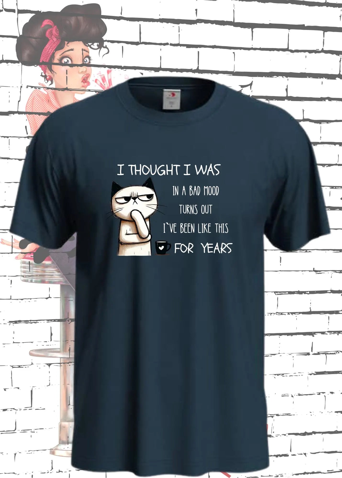 😾 Unisex T-Shirt I thought I was in a bad mood - Katzen-Motiv Sarkasmus 🐱