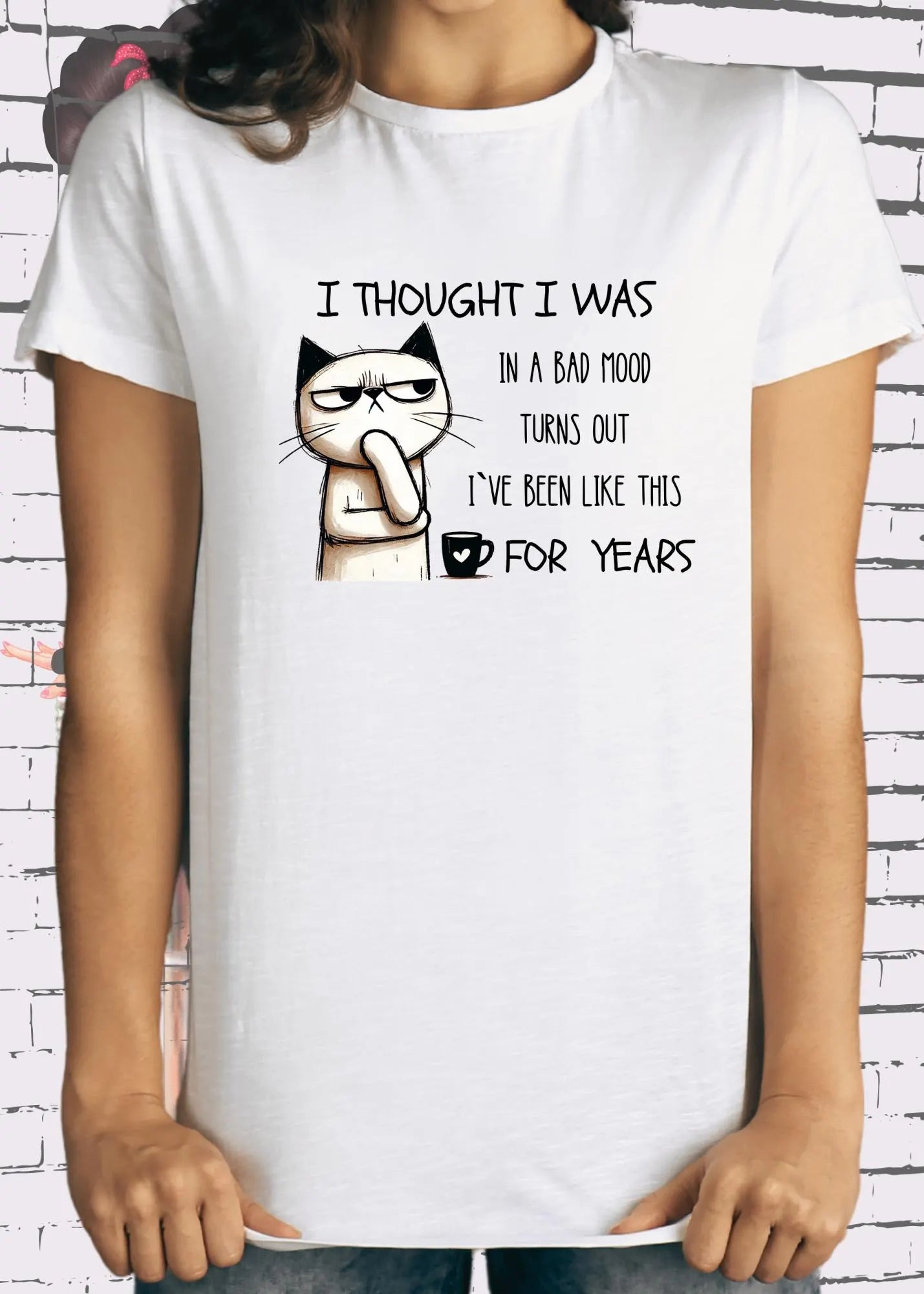 😾 Unisex T-Shirt I thought I was in a bad mood - Katzen-Motiv Sarkasmus 🐱