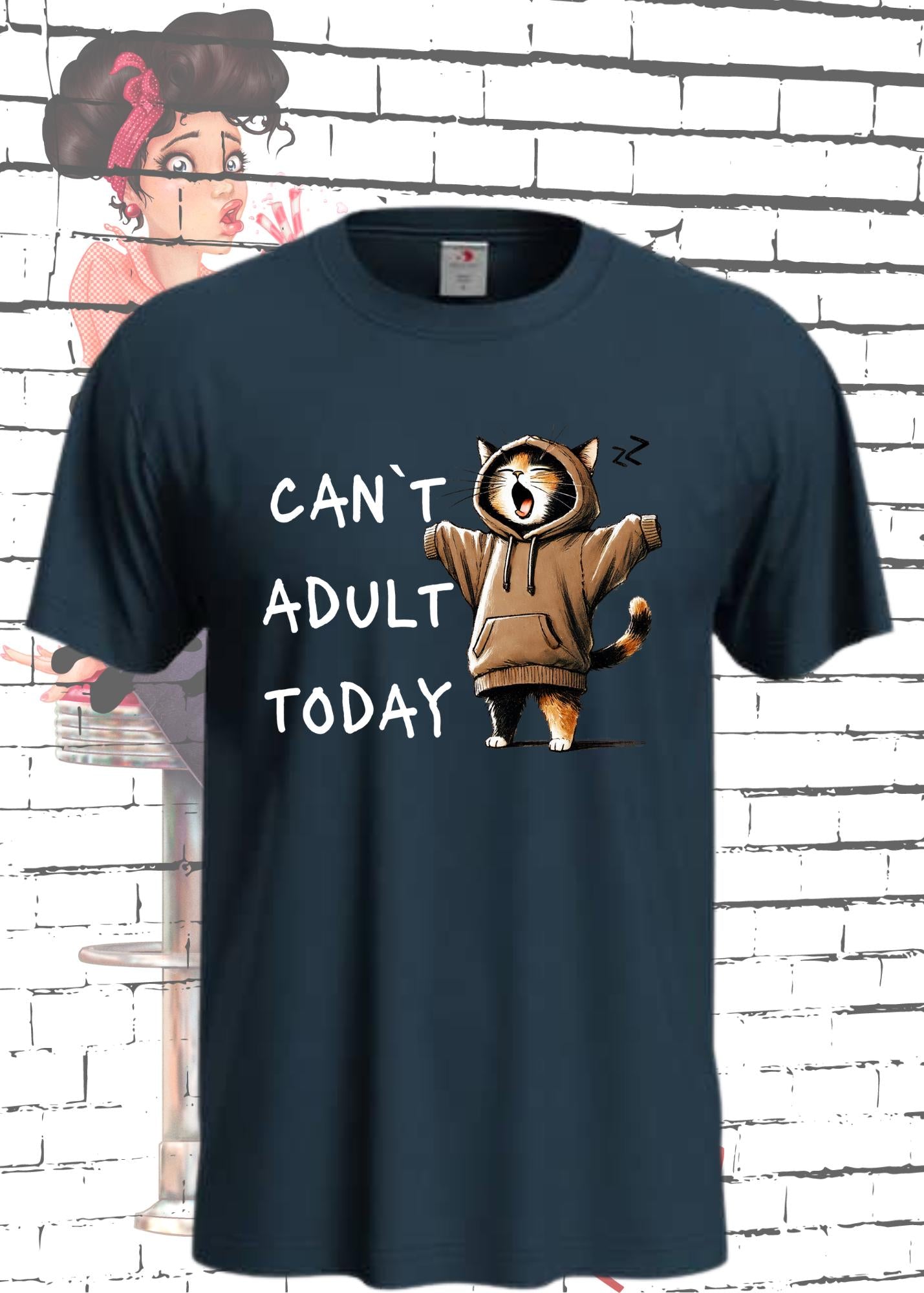 🐱 T-Shirt Can't Adult Today mit Katze - Lustiges Unisex Geschenk
