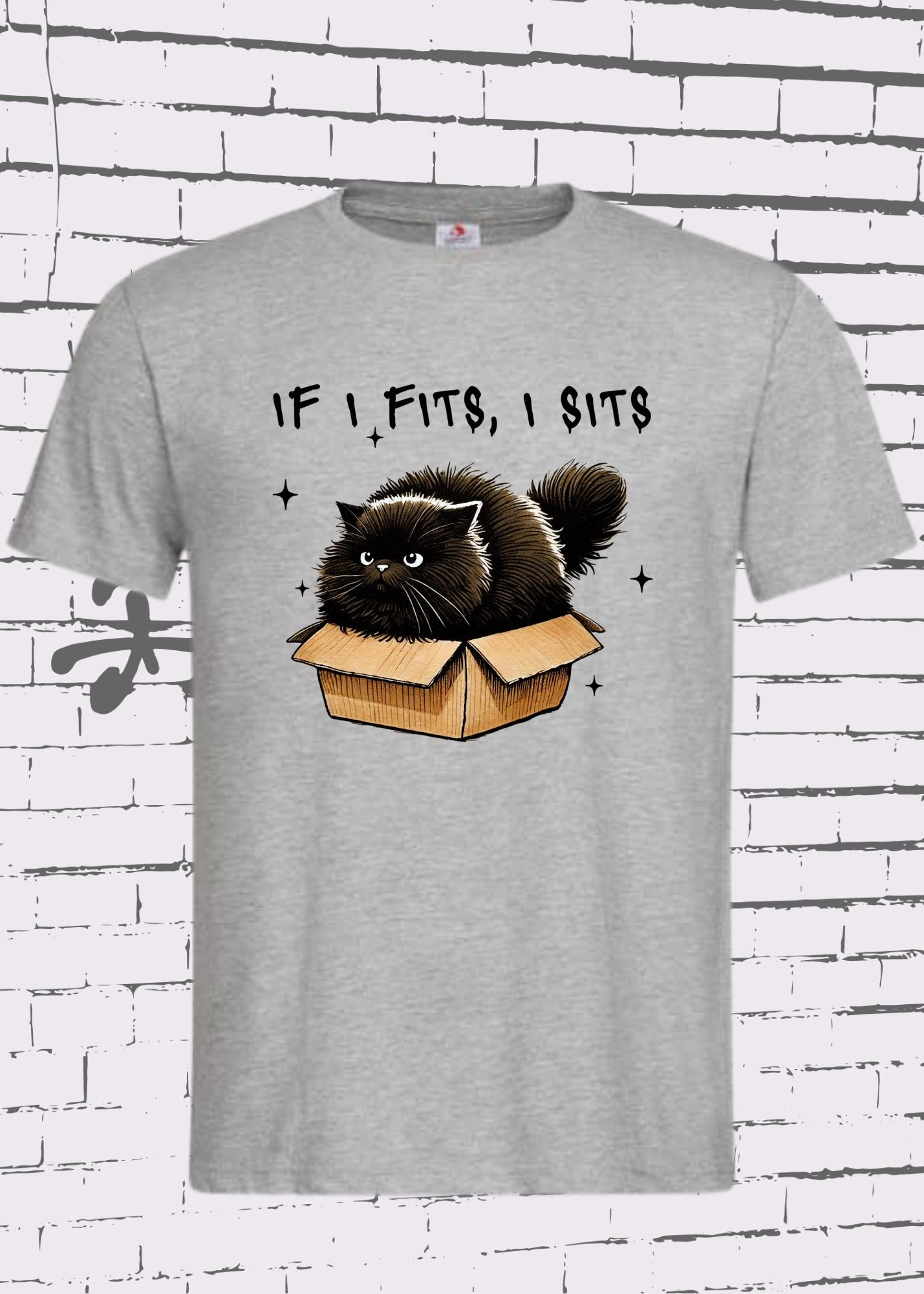🐱 T-Shirt If I fits I sits - Lustiges Katzenspruch T-Shirt Geschenkidee Unisex 📦✨