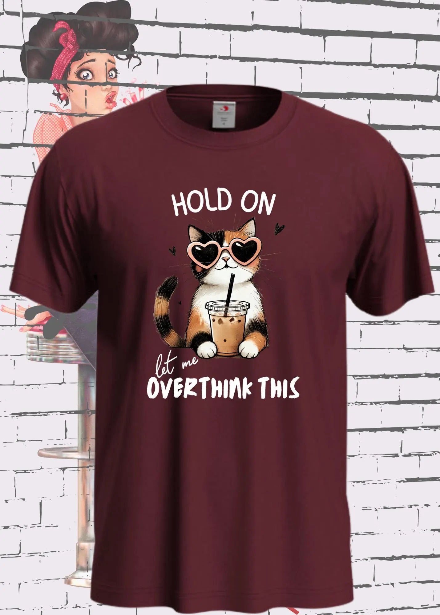 π€ T-Shirt Hold on let me overthink this π± Katzenspruch Geschenkidee Unisex πβ¨