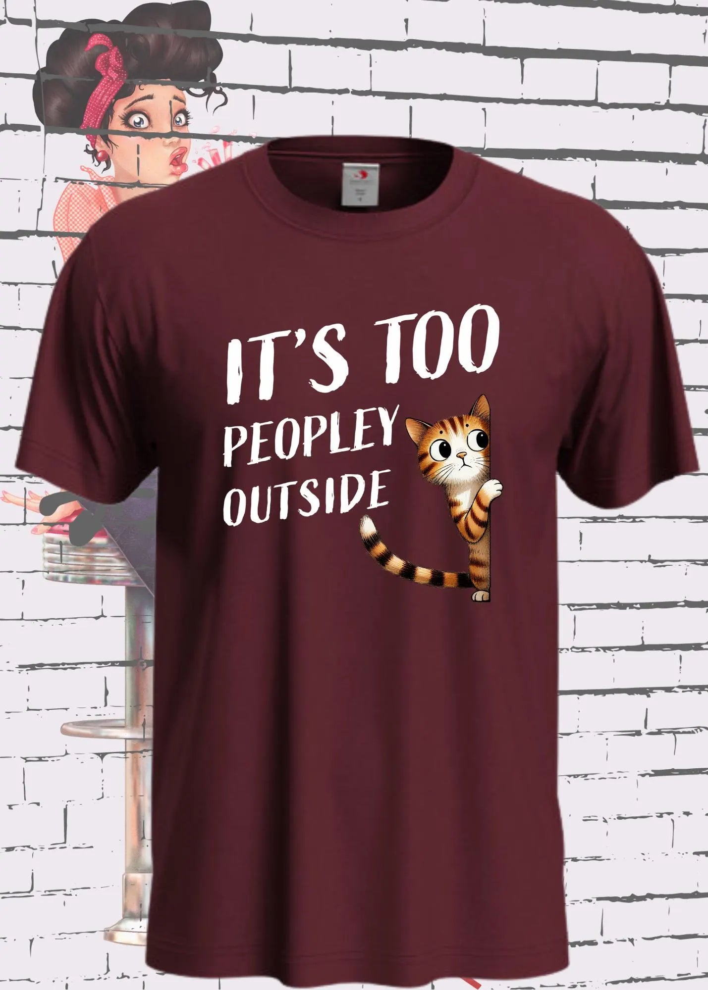 π T-Shirt It's too peopley outside π± Katzenspruch Geschenkidee Unisex π¬β¨