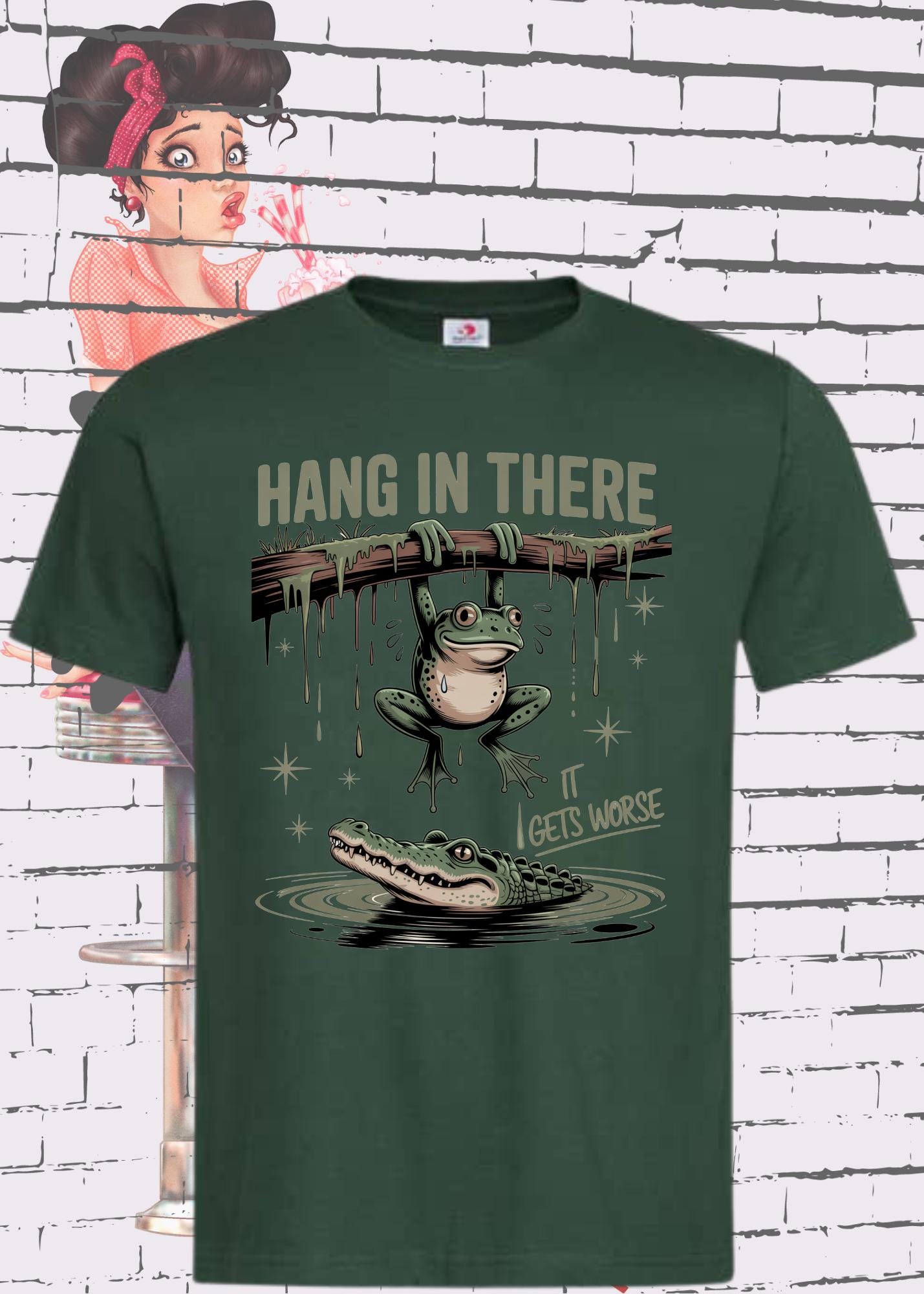 ๐ธ Unisex T-Shirt - Hang in there it gets worse! Frosch & Krokodil ๐