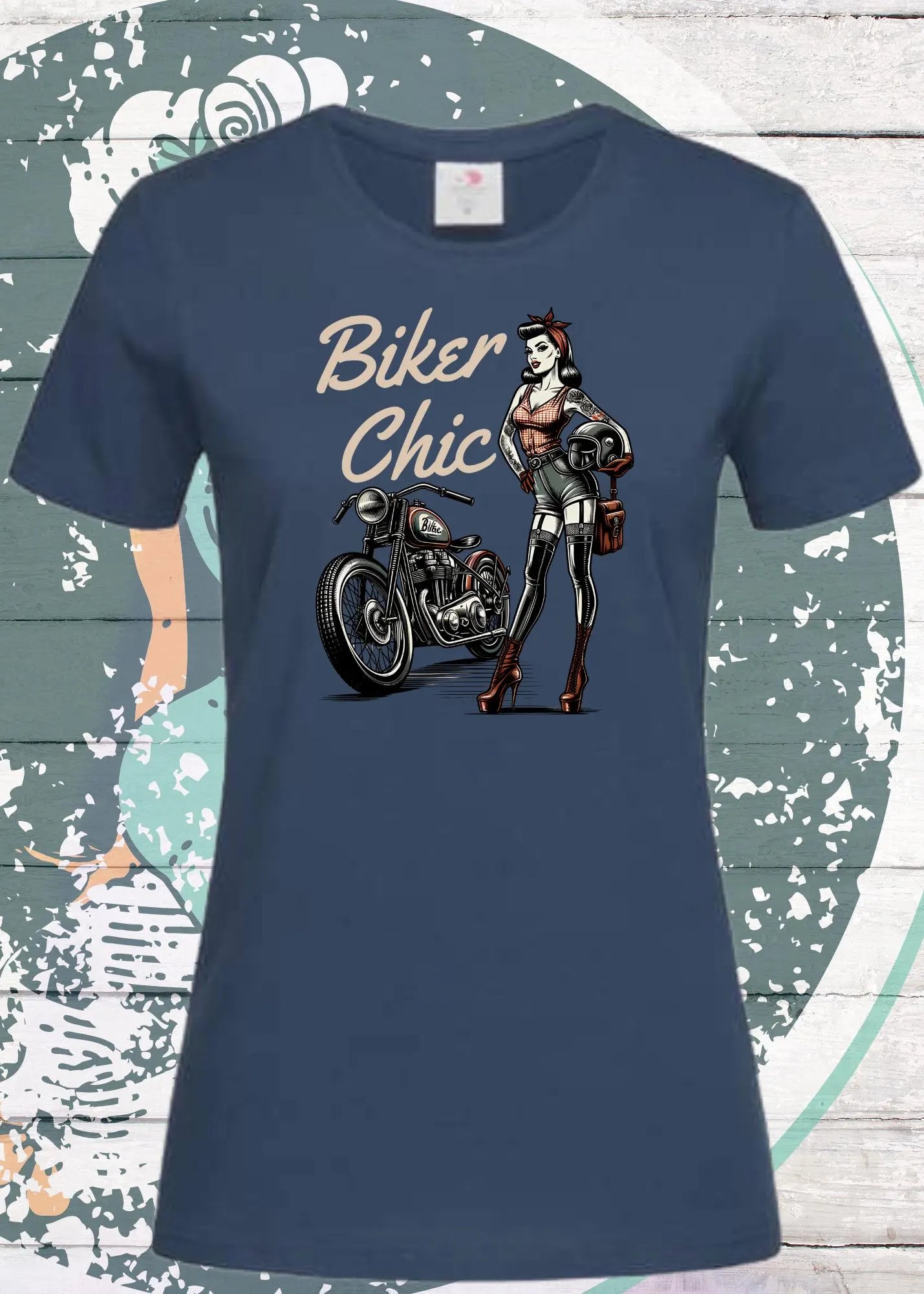 ποΈ Damen T-Shirt Biker Chic - Motorrad Rockabilly Style πβ¨