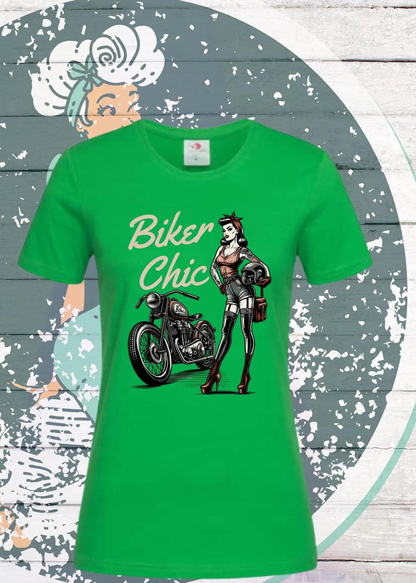 ποΈ Damen T-Shirt Biker Chic - Motorrad Rockabilly Style πβ¨