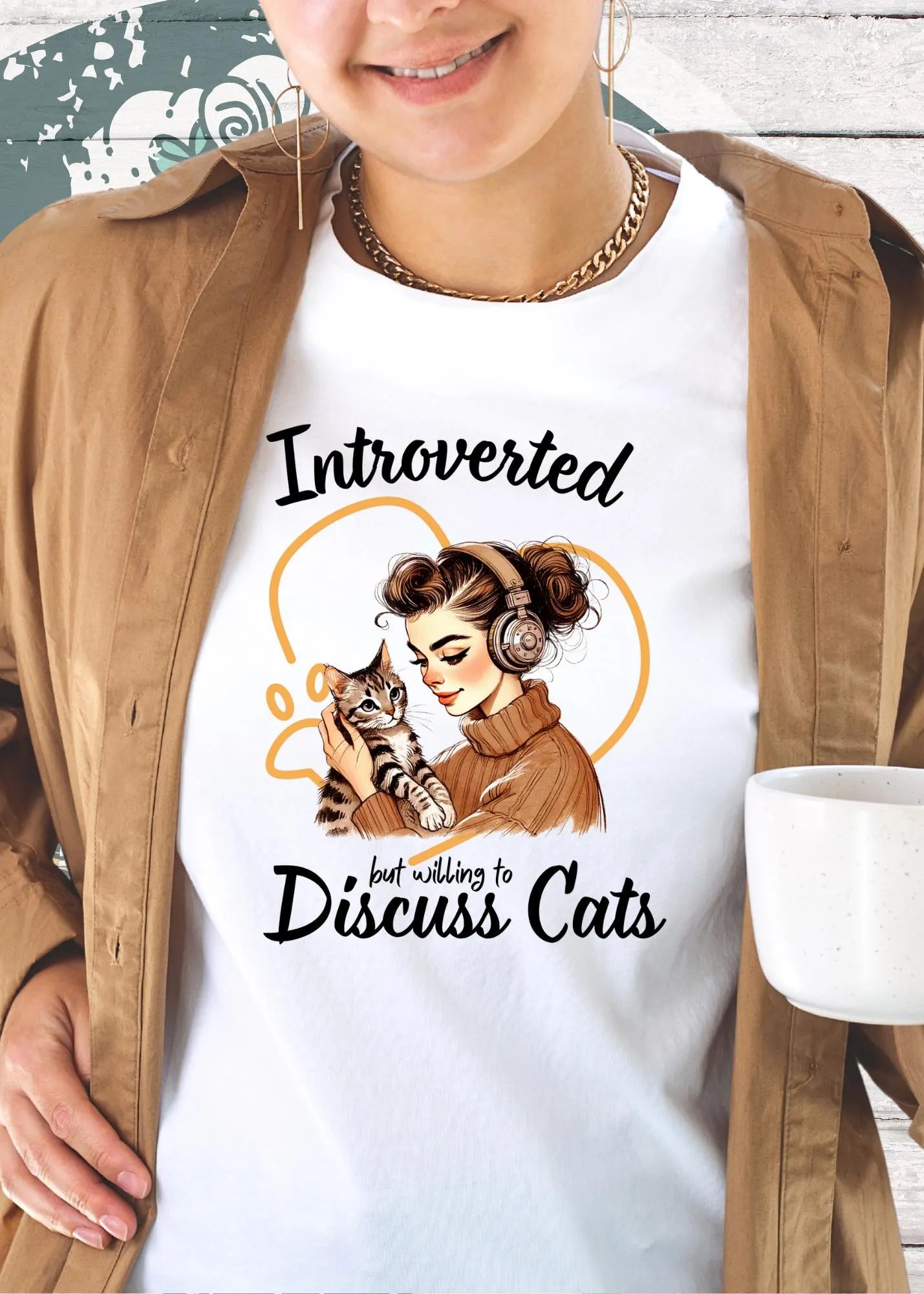 π± Damen T-Shirt Introverted but willing to discuss cats - Katzenliebe Shirt π