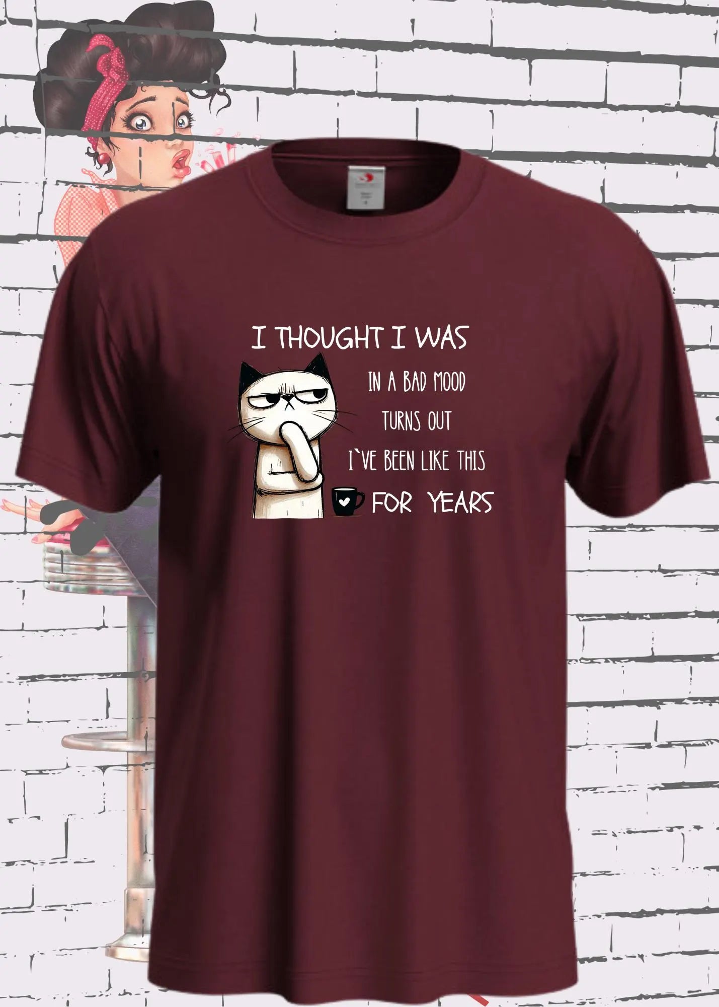 😾 Unisex T-Shirt I thought I was in a bad mood - Katzen-Motiv Sarkasmus 🐱