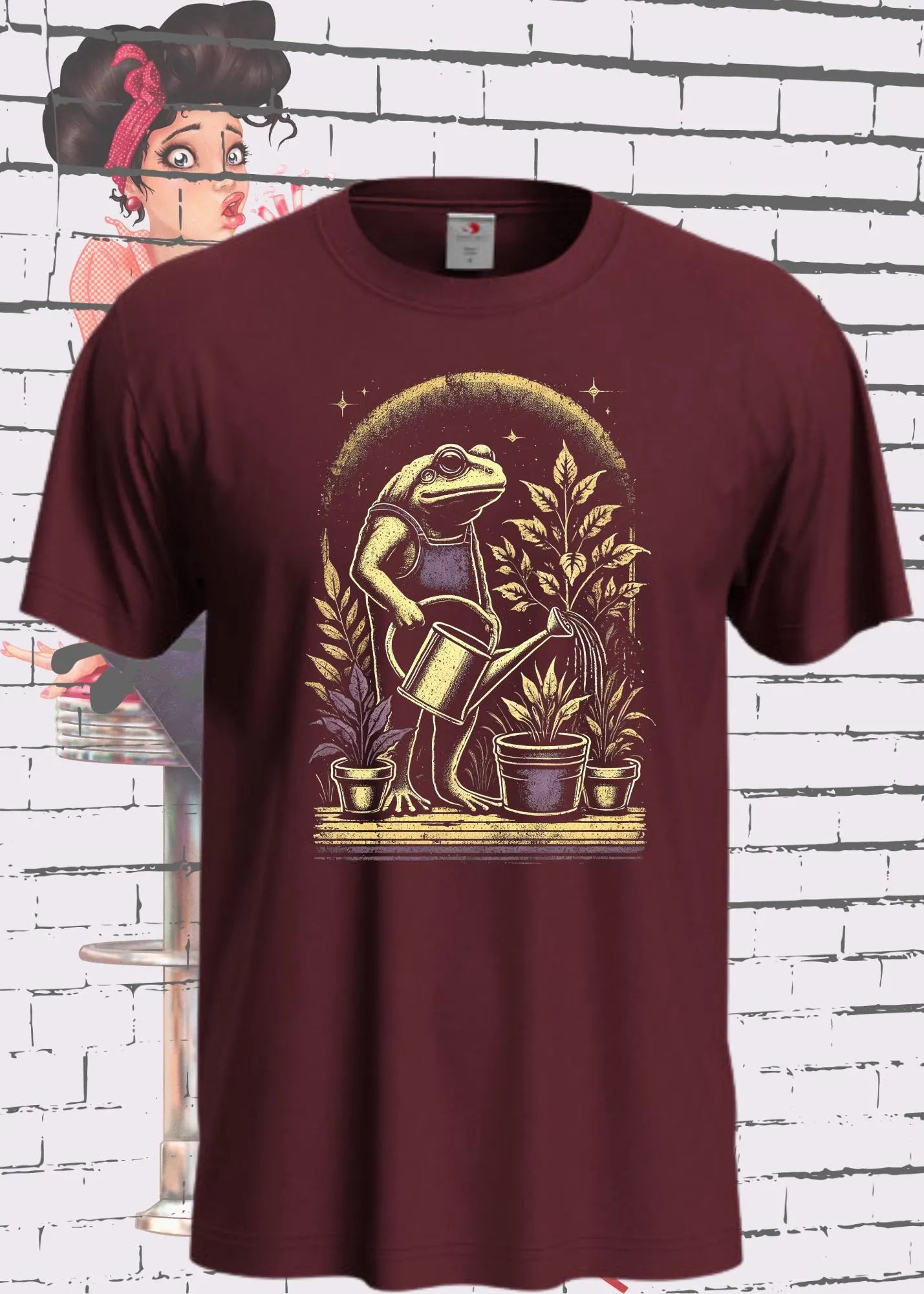 🐸 T-Shirt Growing good Vibes - Frosch gießt Blumen Geschenkidee Unisex 🌸✨