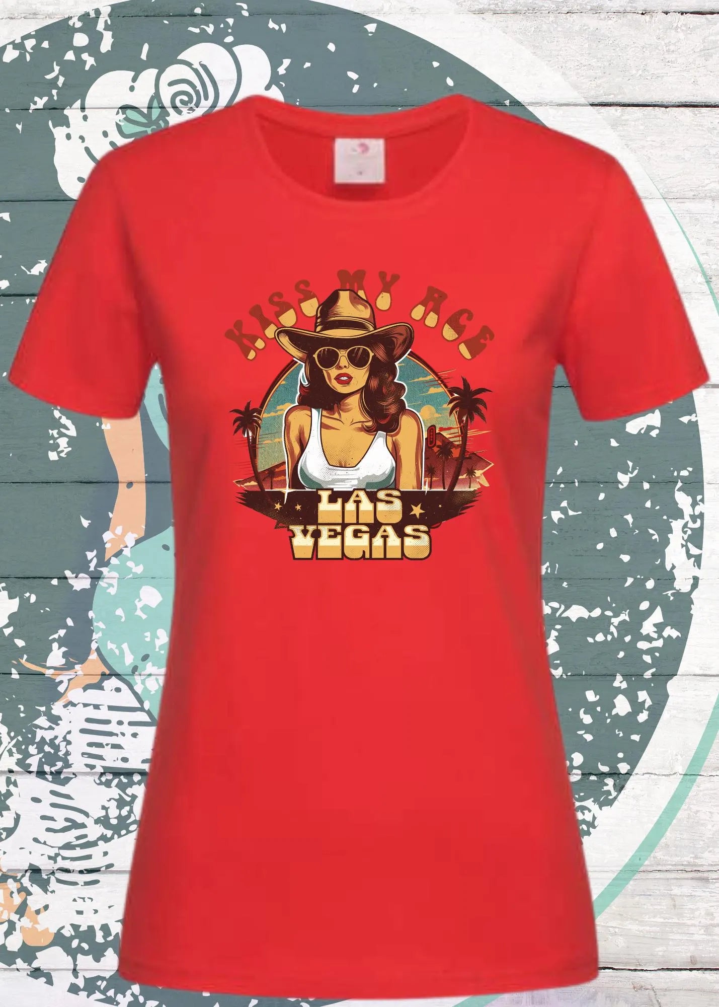 🃏 Kiss my Ace - Las Vegas Damen T-Shirt mit Spruch ♠️