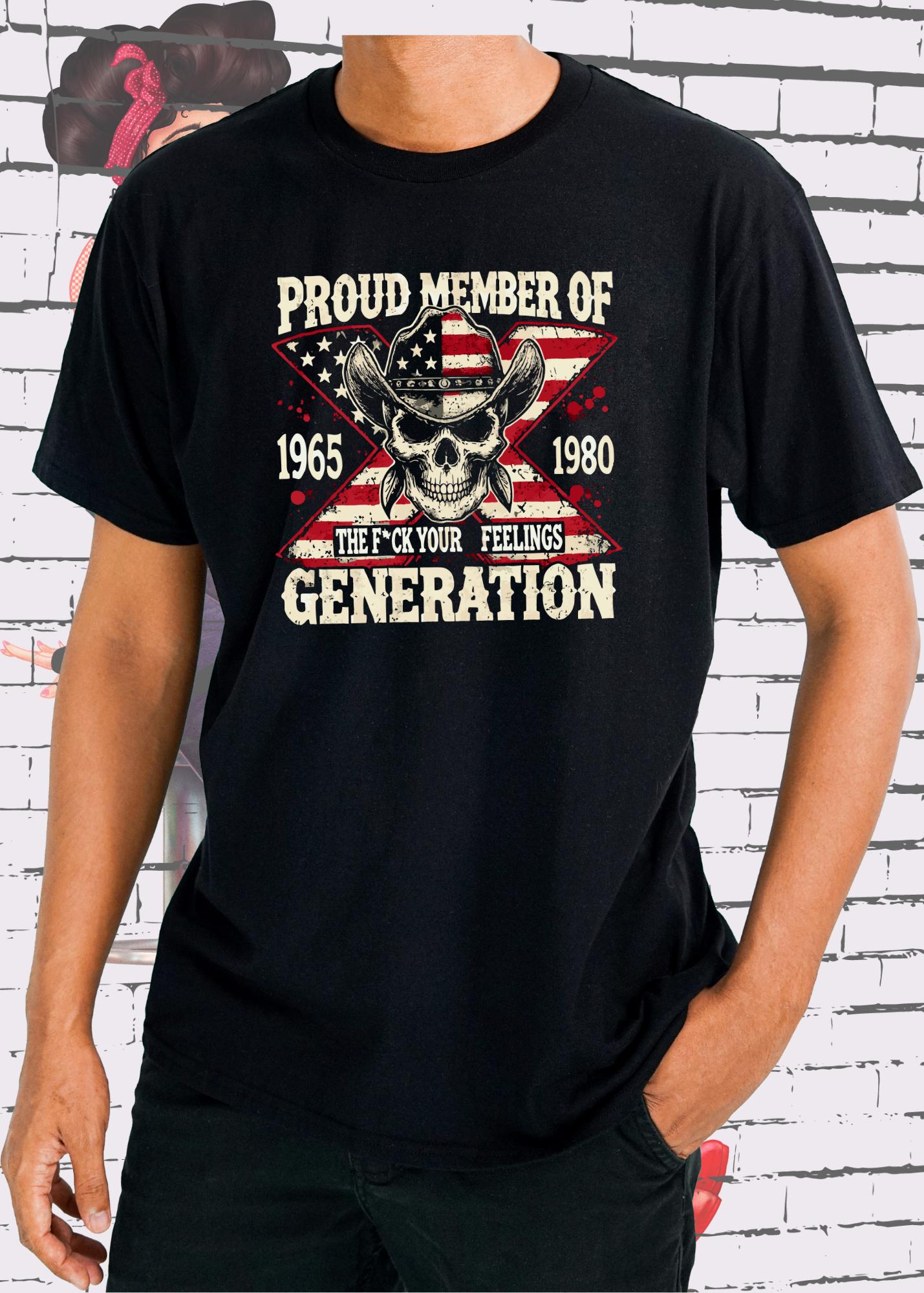 💪🔥 T-Shirt 'Proud Member of Generation...' ⚫ Schwarzes Statement-Shirt Geschenkidee