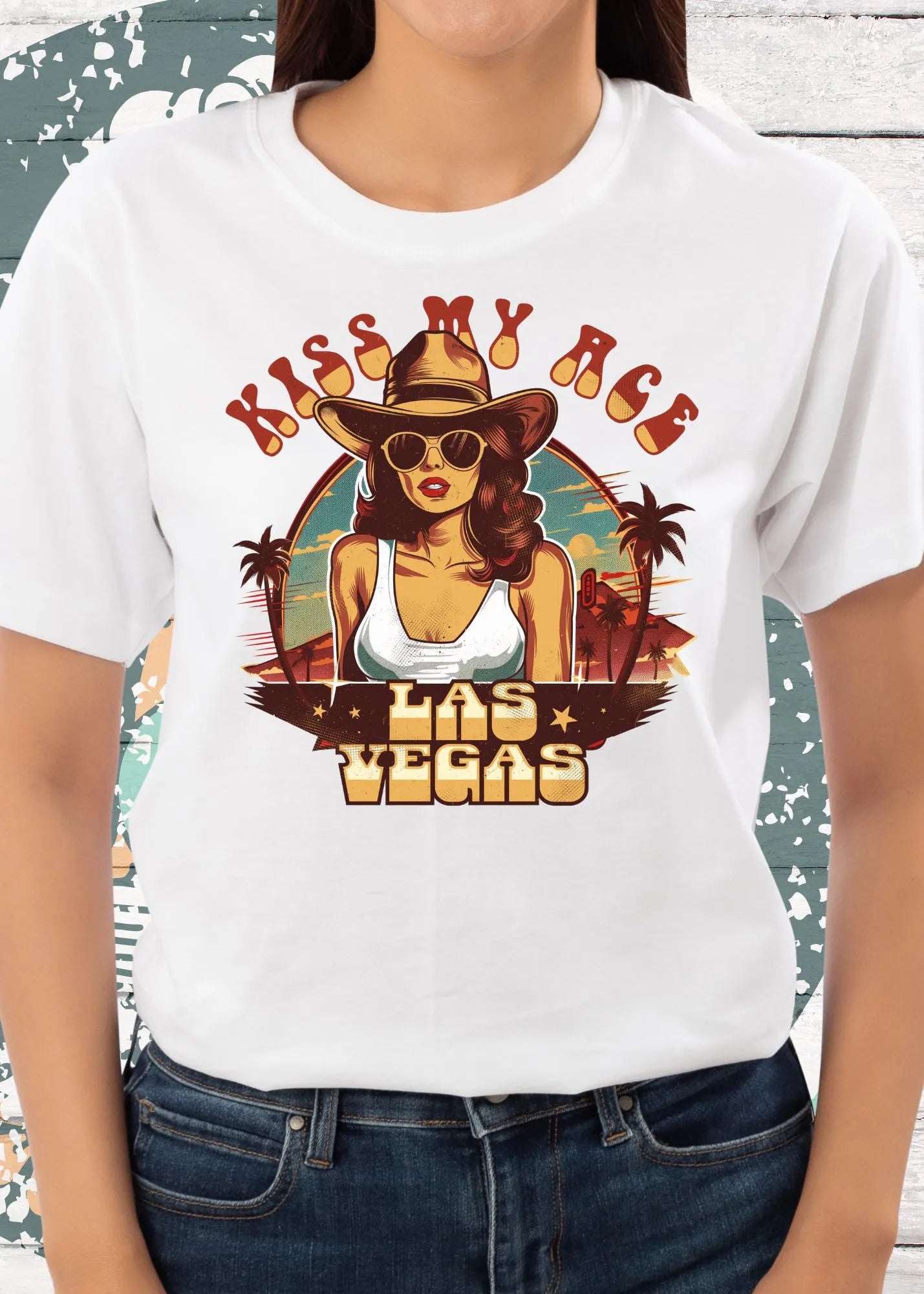 🃏 Kiss my Ace - Las Vegas Damen T-Shirt mit Spruch ♠️