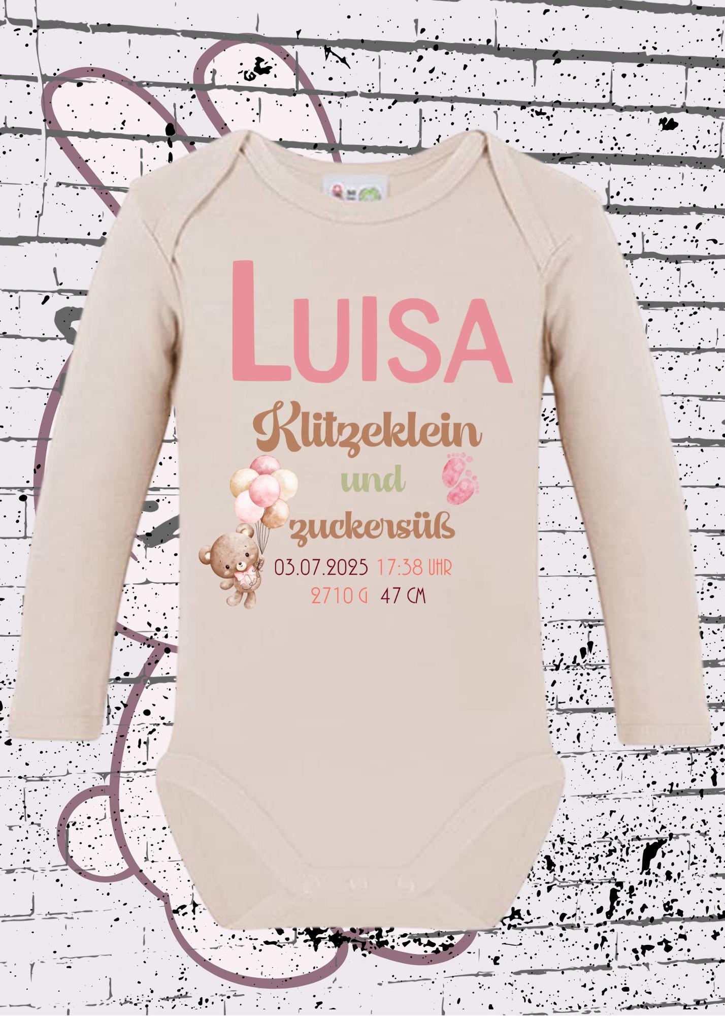 👶 Baby Body Klitzeklein und Zuckersüß 💕 Personalisierbar mit Namen, Geburtsdatum, Größe & Gewicht 🎁