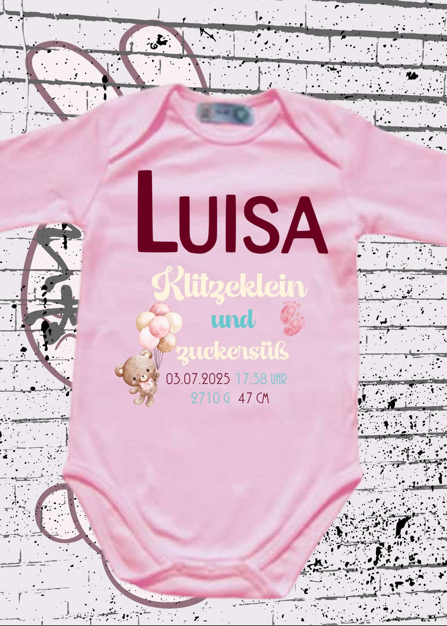 👶 Baby Body Klitzeklein und Zuckersüß 💕 Personalisierbar mit Namen, Geburtsdatum, Größe & Gewicht 🎁