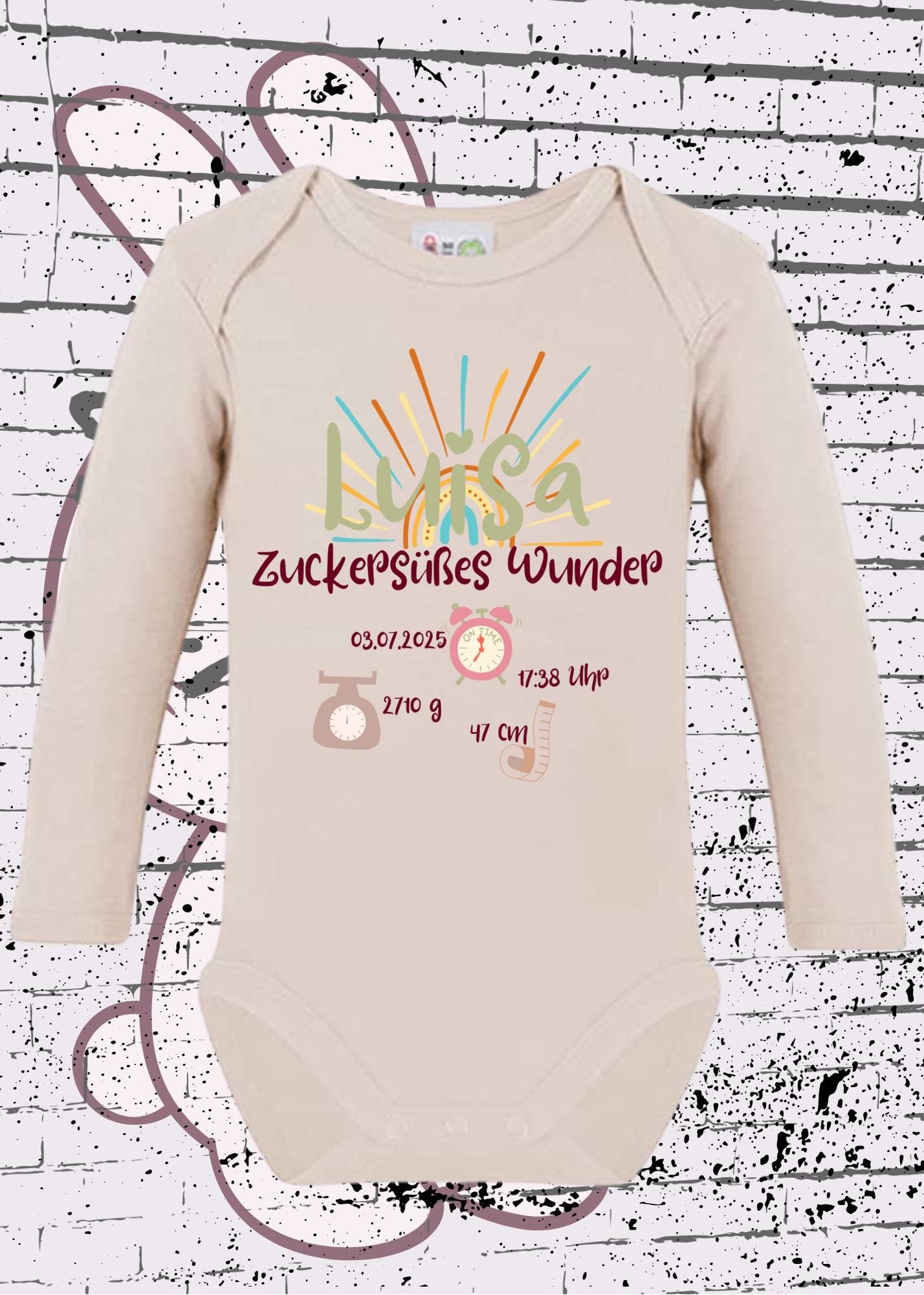 👶 Baby Body Zuckersüßes Wunder 💕 personalisierbar mit Geburtsdatum 📅 Größe 📏 und Gewicht ⚖️ Baby Body Geschenkidee 🎁 Newborn Baby Body ✨
