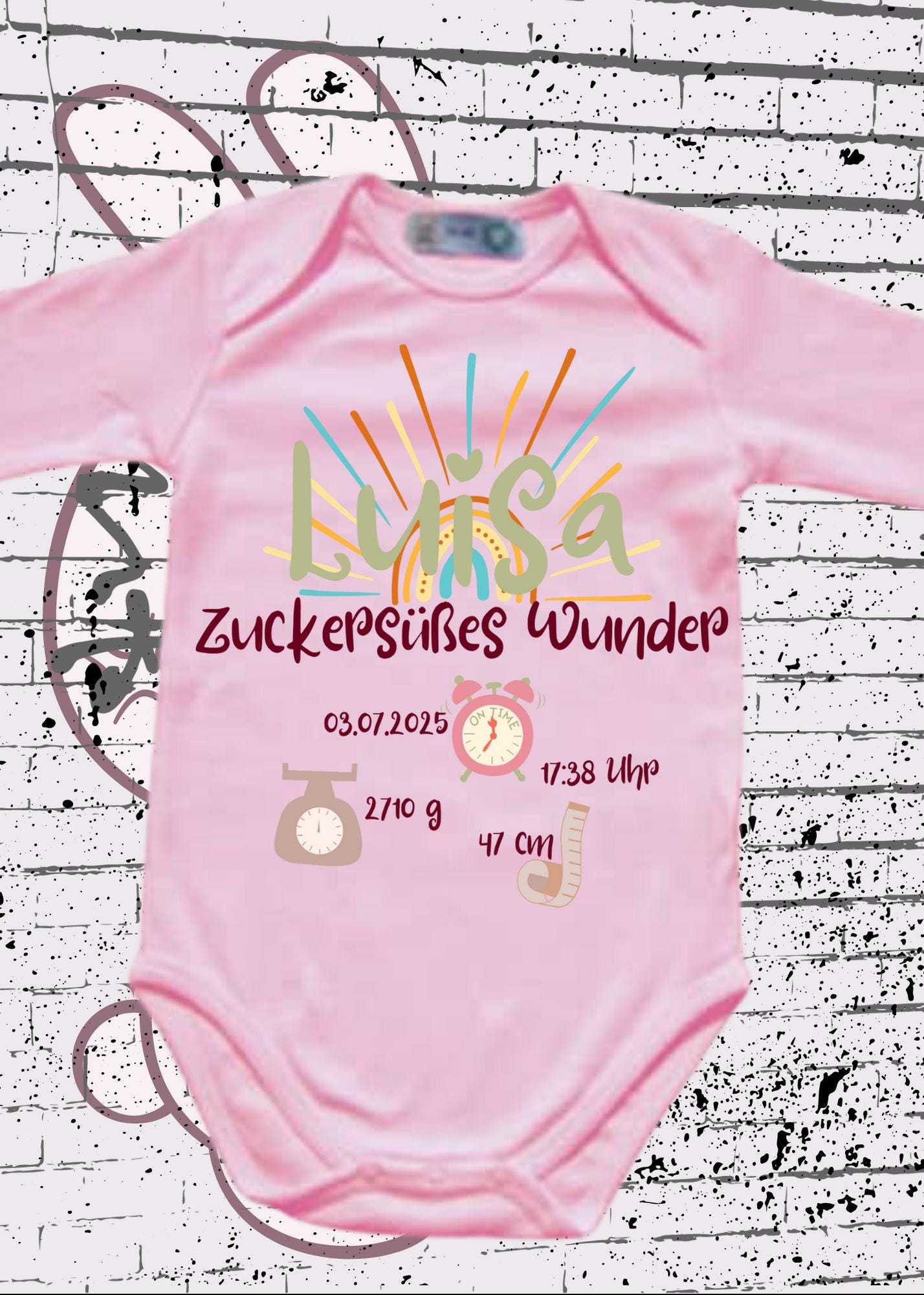 👶 Baby Body Zuckersüßes Wunder 💕 personalisierbar mit Geburtsdatum 📅 Größe 📏 und Gewicht ⚖️ Baby Body Geschenkidee 🎁 Newborn Baby Body ✨