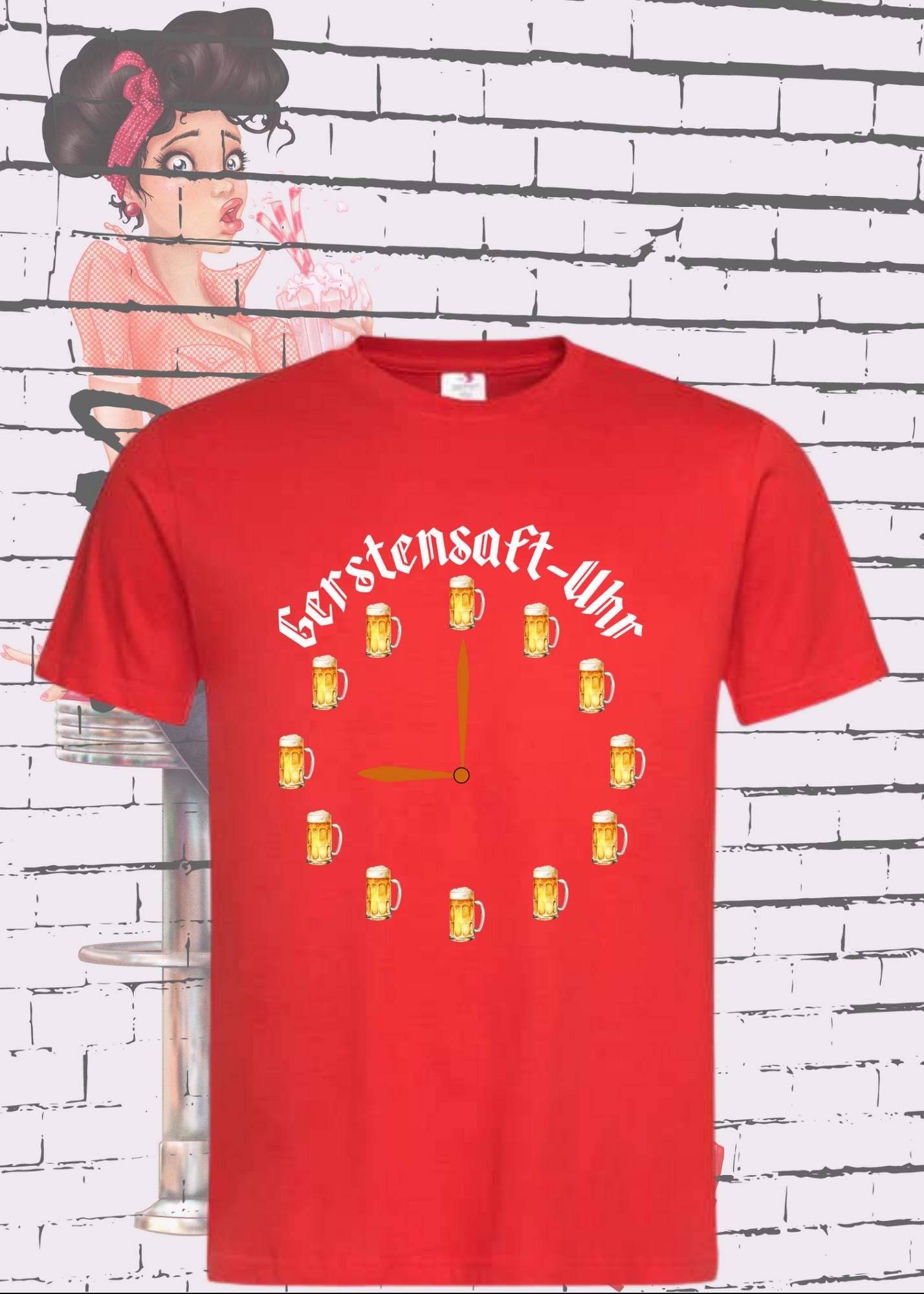 ๐บ T-Shirt Gerstensaft Uhr Bieruhr โฐ Geschenkidee T-Shirt ๐ Freizeit T-Shirt ๐ Unisex in vielen Farben und Grรถรen ๐