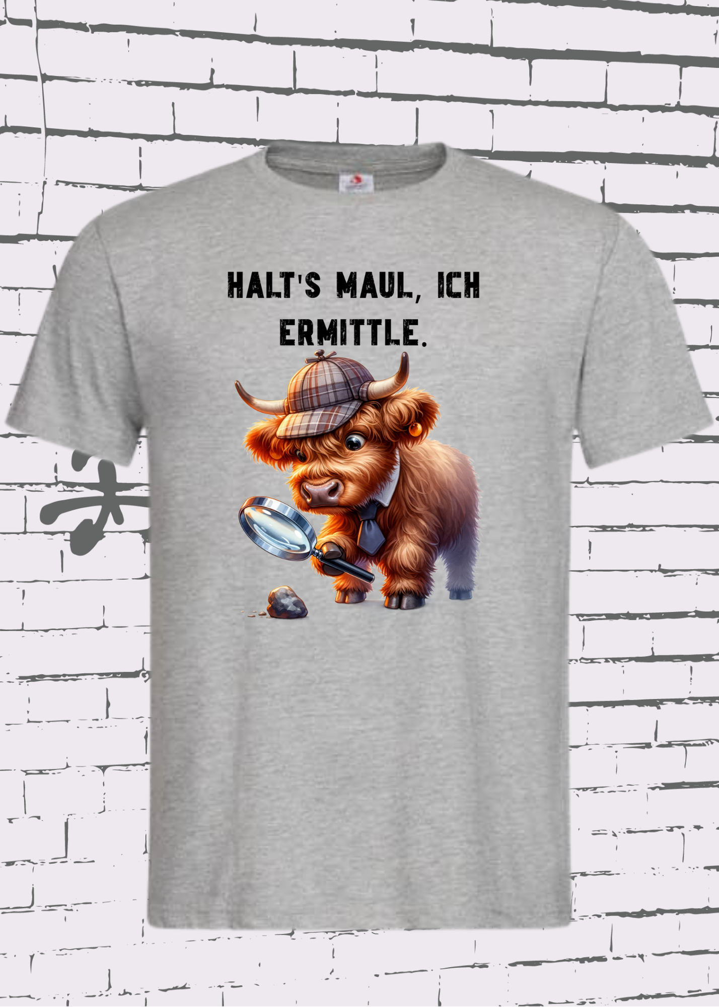 🐄 Highland Kuh Unisex T-Shirt - Haltś maul, ich ermittle! | Lustiges Detektiv-Shirt