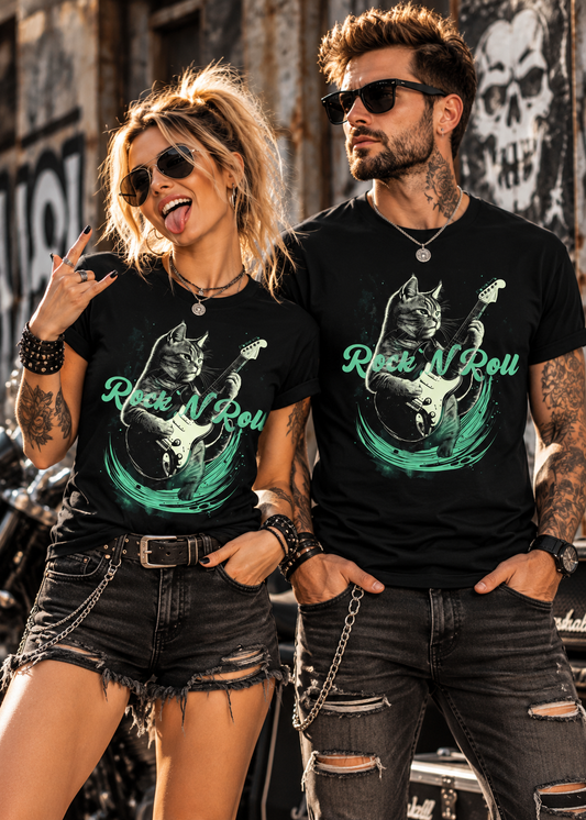 Katzenrocker - Rock n Roll Unisex T-Shirt für Musikliebhaber