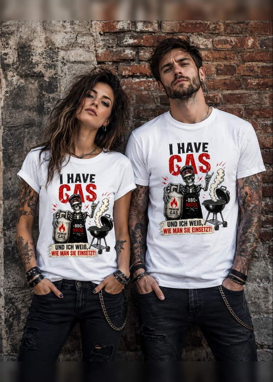 Grillmeister T-Shirt „I Have Gas“ – Skelett BBQ