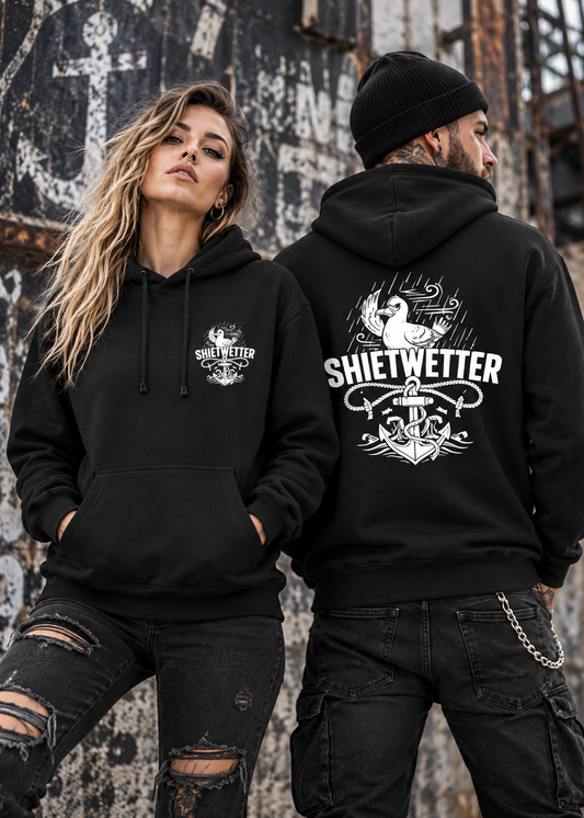 Unisex Hoodie Shietwetter Möwe Meer Anker Norddeutsch