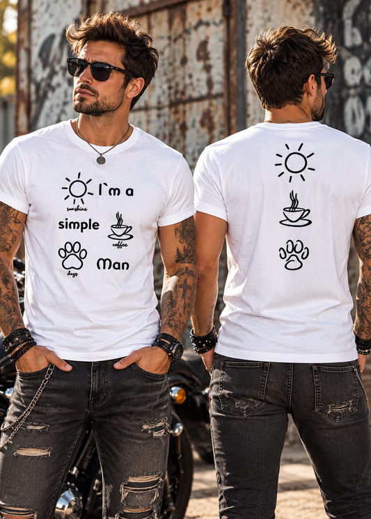 Herren T-Shirt I'm a simple Man Kaffee Sonnenschein Hunde Witziges Statement Shirt Lustiges Geschenk