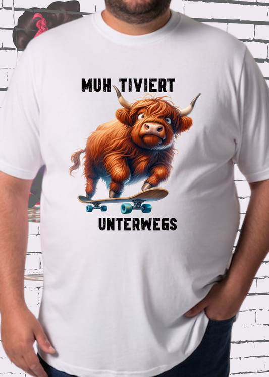🐄 Highland Kuh Unisex T-Shirt 🛹 Muh-tiviert unterwegs! 😂 Skateboard Kuh