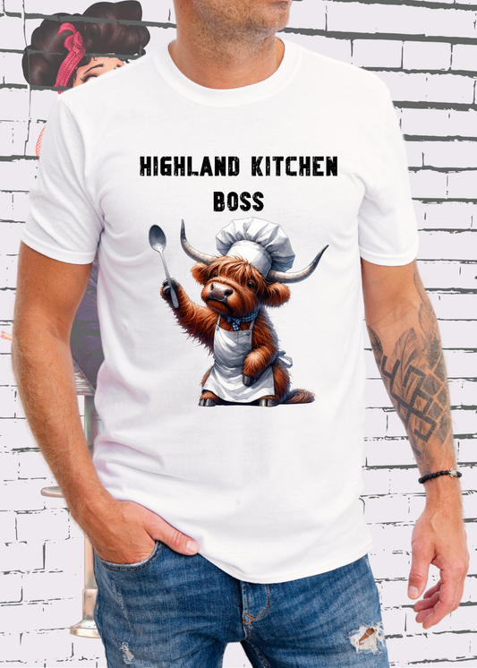 🐄 Highland Kuh Unisex T-Shirt 👨‍🍳 Highland Kitchen Boss 🍴 Zottel-Chef