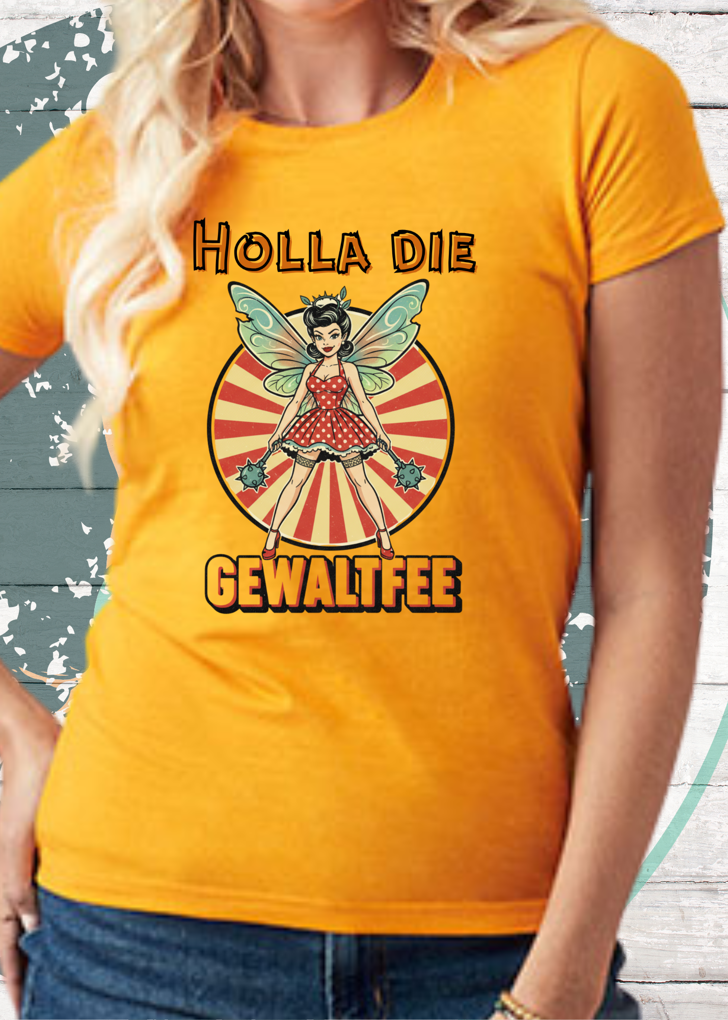 Damen T-Shirt Holla die Gewaltfee - Lustiges Retro Shirt