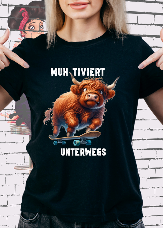 🐄 Highland Kuh Unisex T-Shirt 🛹 Muh-tiviert unterwegs! 😂 Skateboard Kuh
