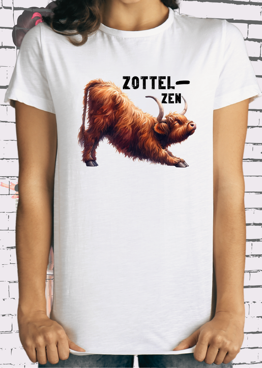 🐄 Highland Kuh Unisex T-Shirt 🧘‍♀️ Zottel-Zen 🕉️ Entspannte Vibes