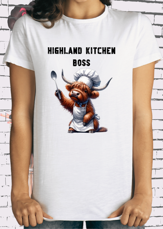 🐄 Highland Kuh Unisex T-Shirt 👨‍🍳 Highland Kitchen Boss 🍴 Zottel-Chefin